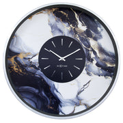 Zegar ścienny Marble 48 cm niebiesko-srebrny