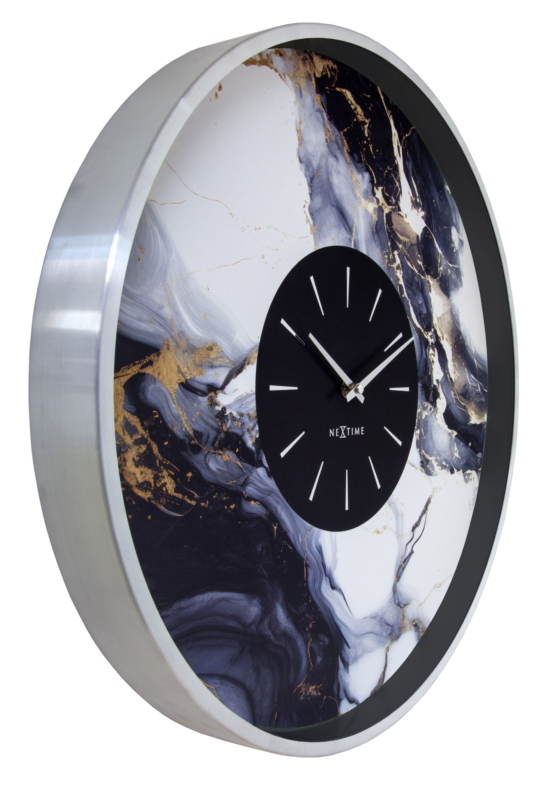 Zegar ścienny Marble 48 cm niebiesko-srebrny