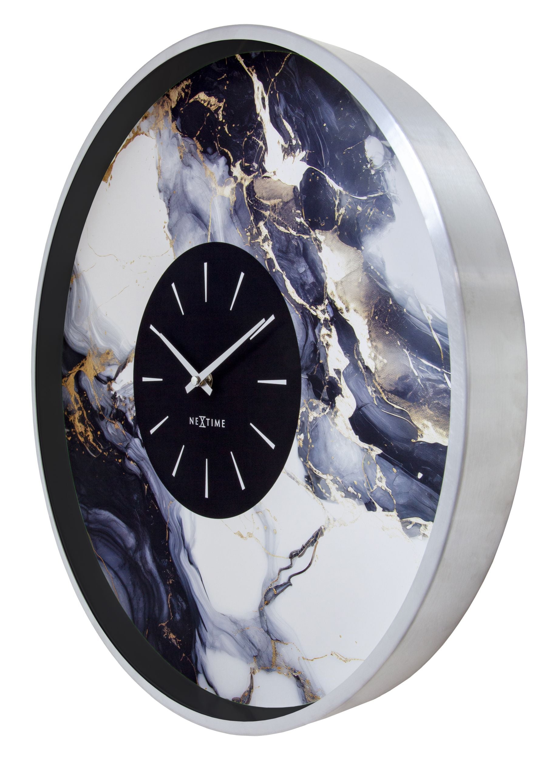 Zegar ścienny Marble 48 cm niebiesko-srebrny