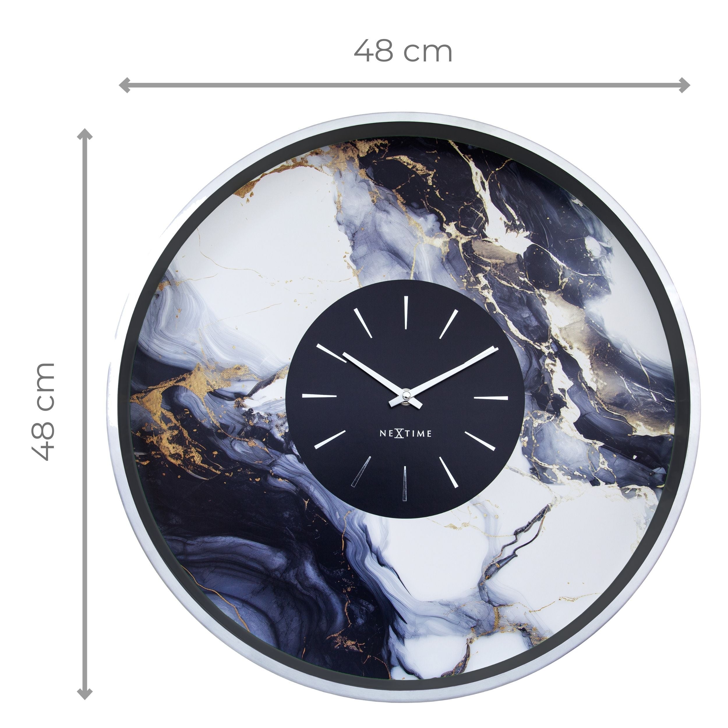 Zegar ścienny Marble 48 cm niebiesko-srebrny