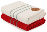 Zestaw 2 ręczników Beverly Hills Polo Club 90x50 cm bawełniane biały/czerwony