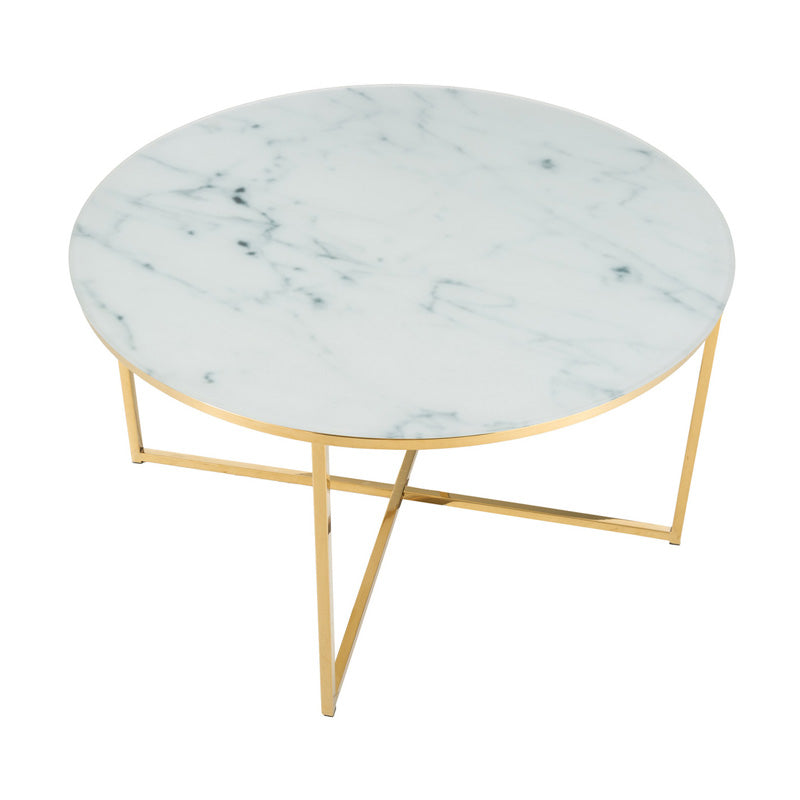 Stolik kawowy Alisma o średnicy 80 cm - złota podstawa