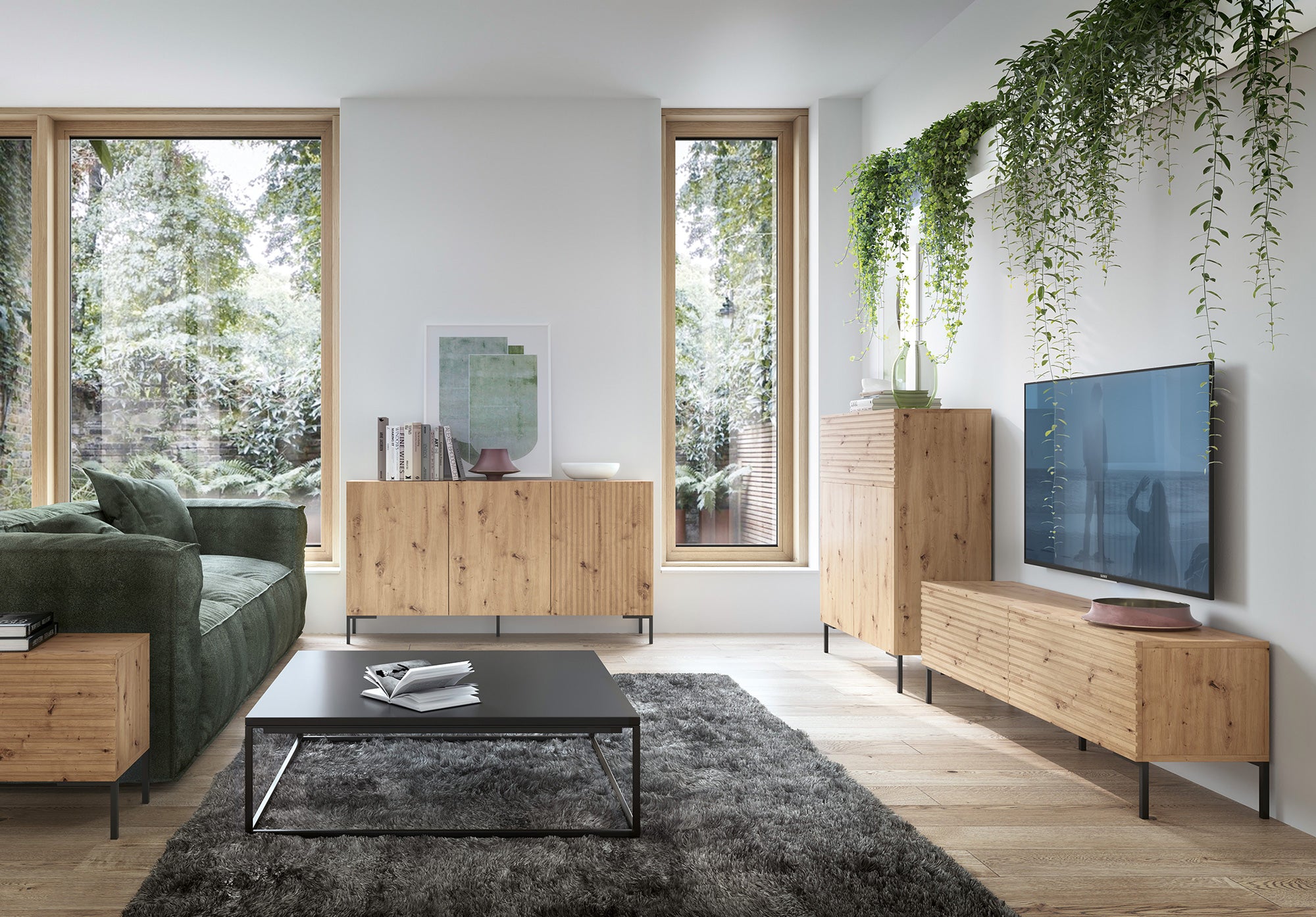 Komoda dwudrzwiowa Lammelo 92 cm dąb lamele