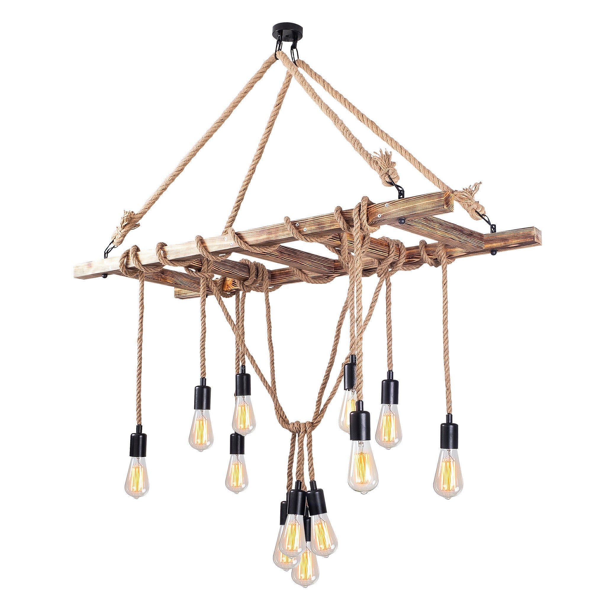 Lampa wisząca Symmett x12 drewniana