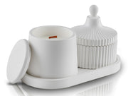 Zestaw 2 świec sojowych Grace+Dana Tobacco & Vanilla biały gips