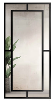 Lustro ścienne Gloria 180x80 cm ze szprosami w czarnej ramie