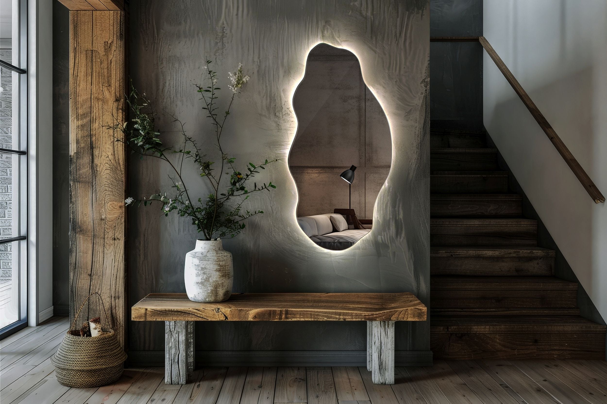 Lustro wiszące Museve z podświetleniem LED 100x50 cm