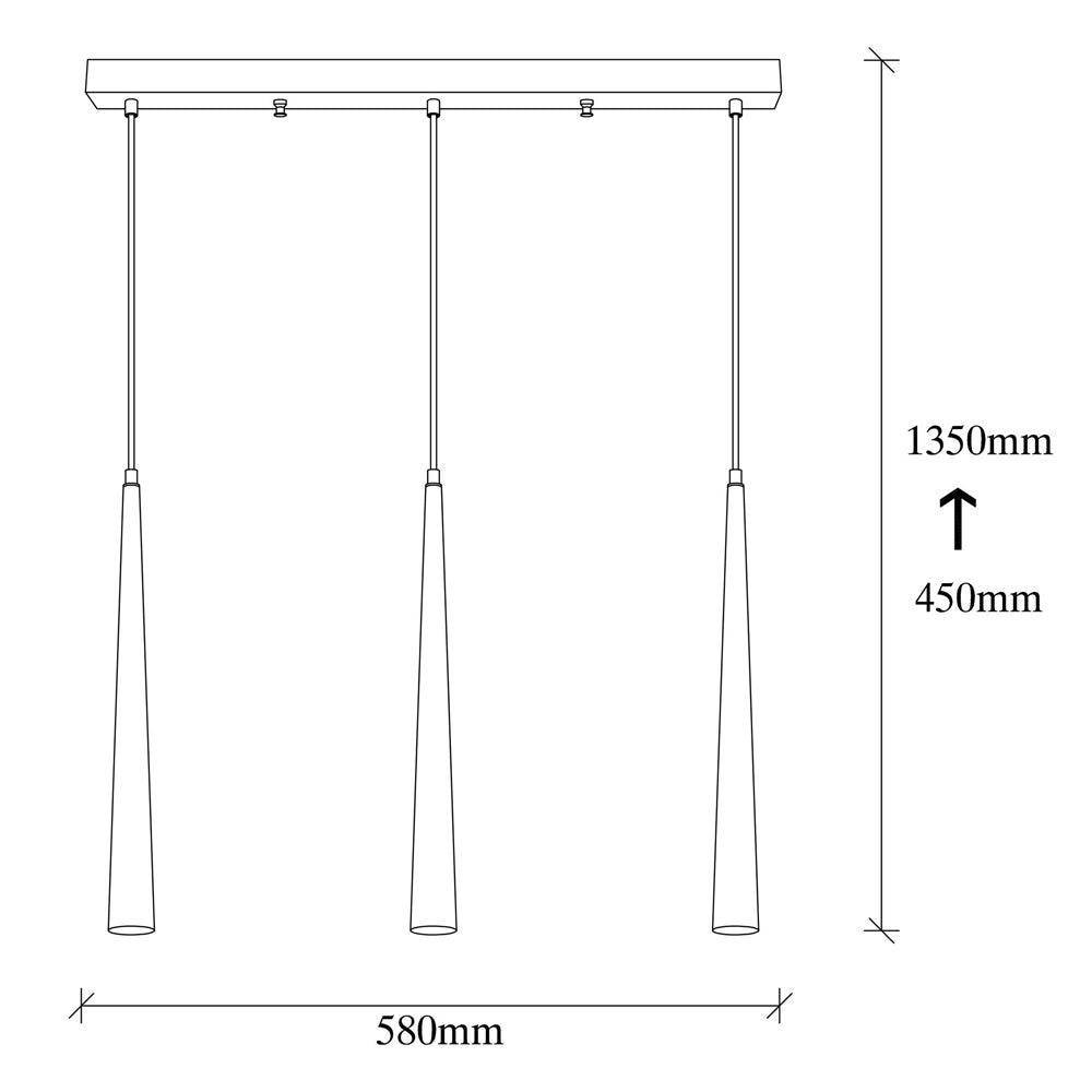 Lampa sufitowa Milibeliso x3 58 cm czarna