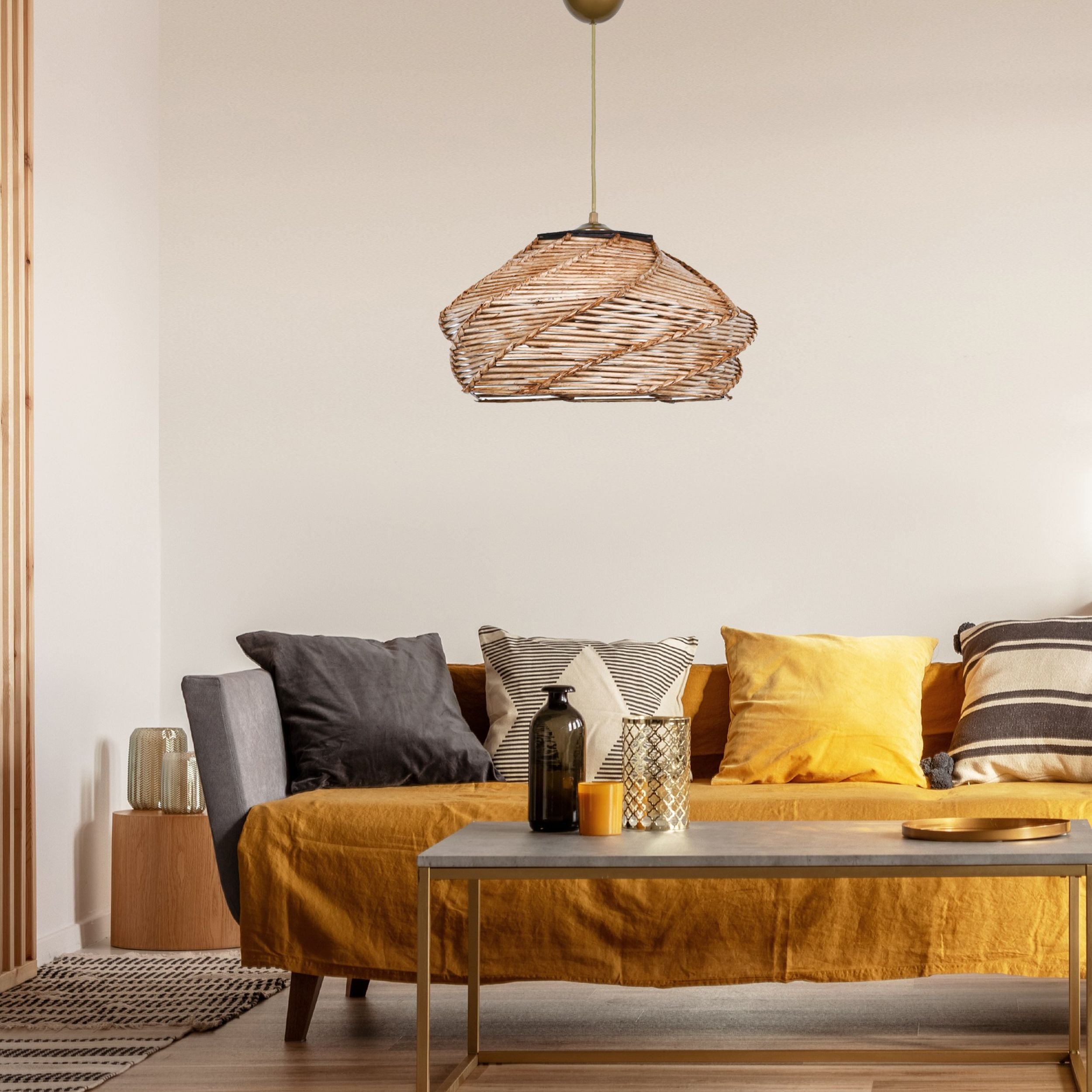 Lampa wisząca Imprelle średnica 36 cm bambusowy klosz