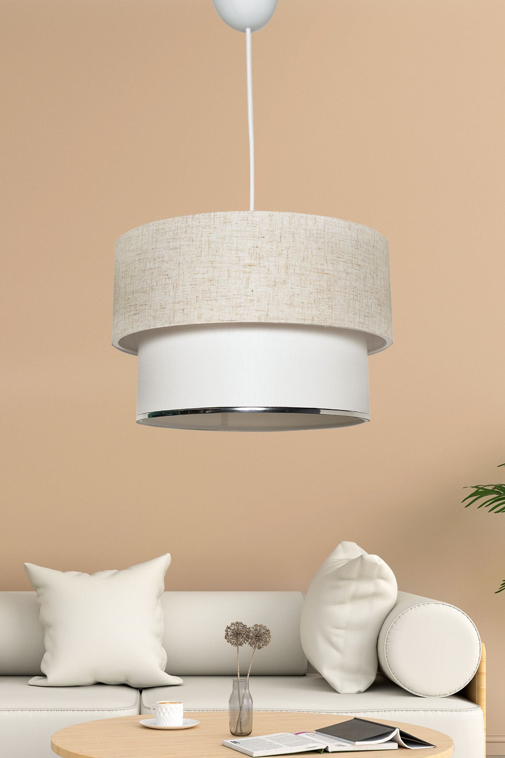 Lampa wisząca Fattio średnica 30 cm kremowo-biała