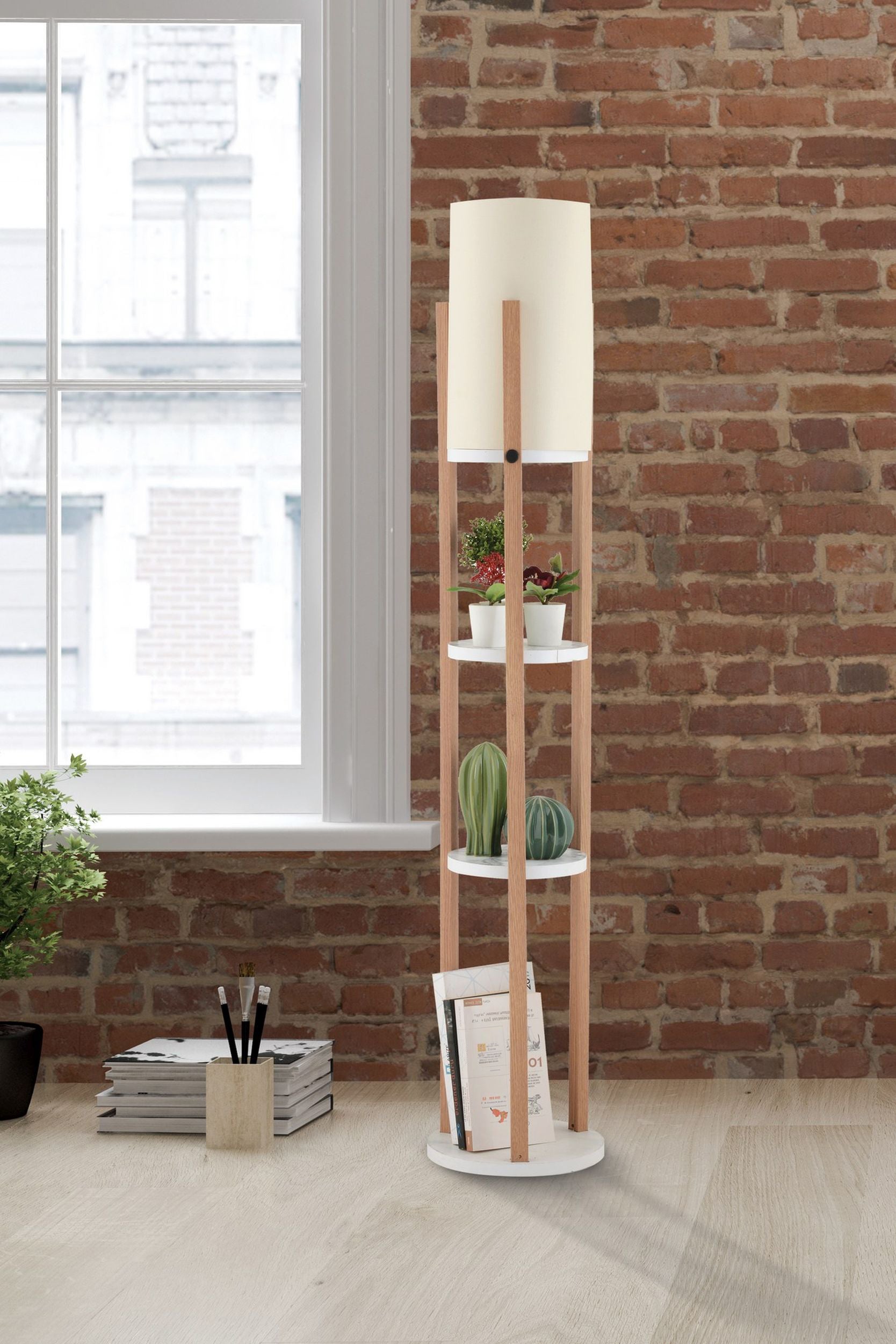 Lampa podłogowa Kumajo z półkami biała okrągła