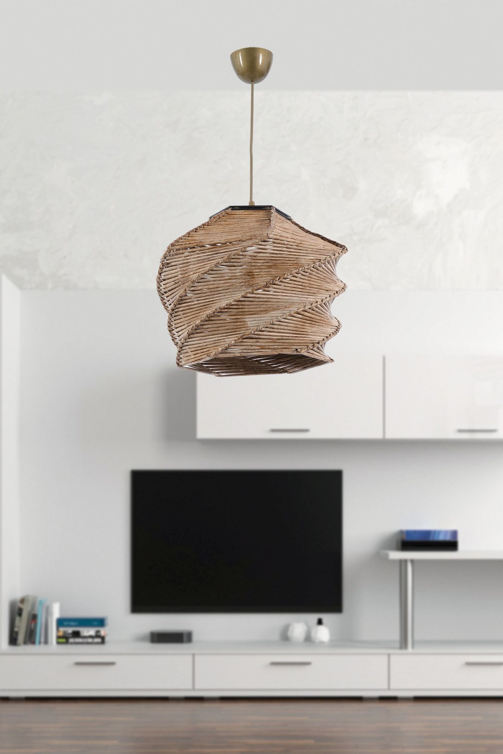 Lampa wisząca Imprelle średnica 32 cm bambusowy klosz