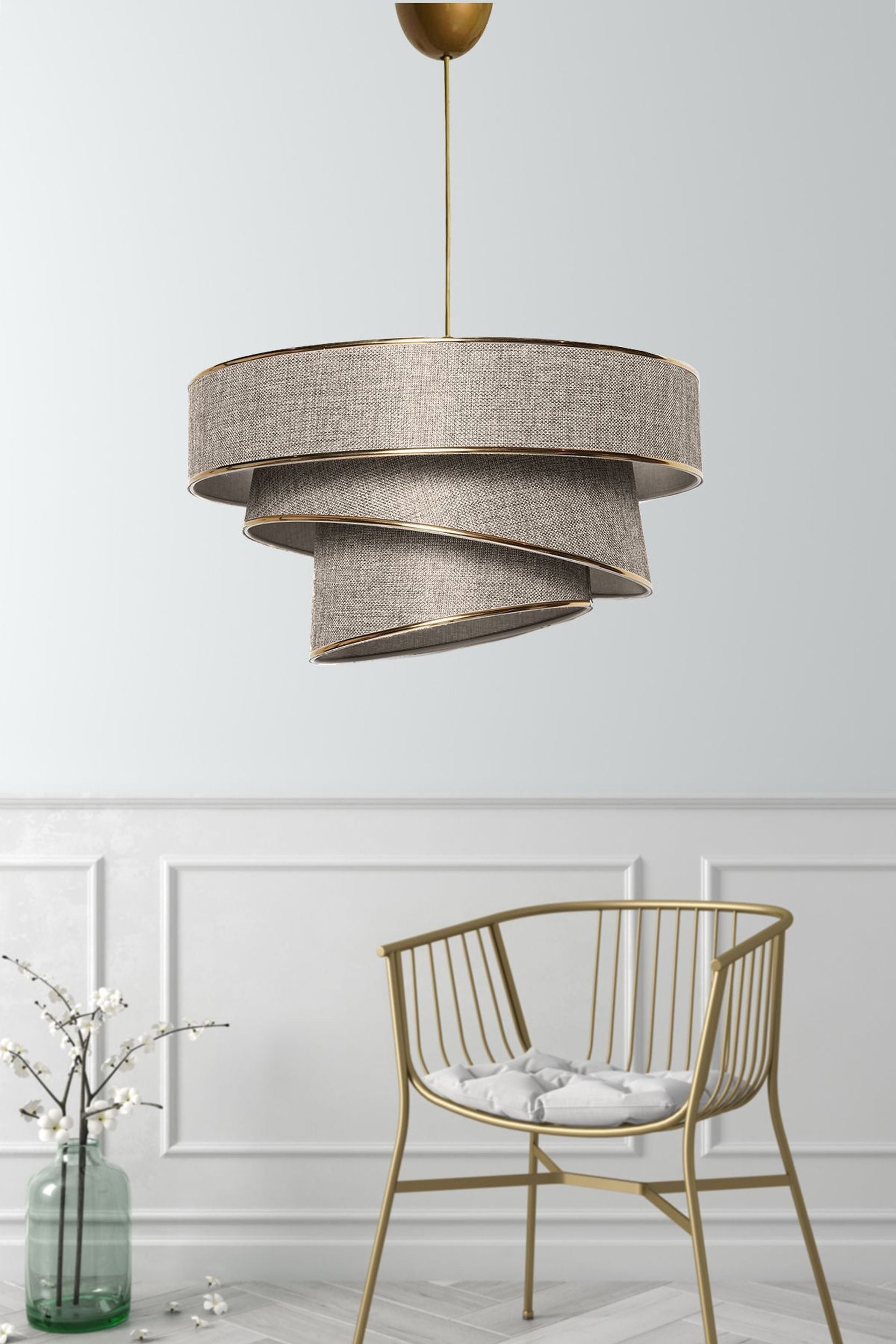 Lampa wisząca Couper 40 cm złoto-beżowa