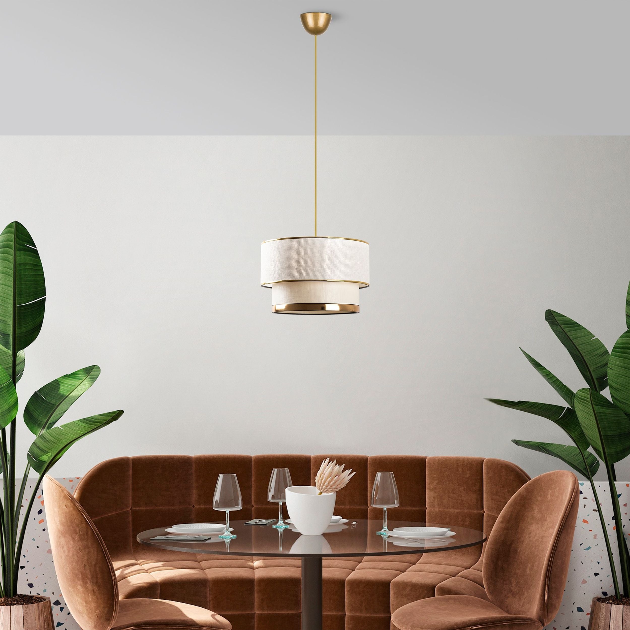 Lampa wisząca Fattio średnica 30 cm złoto-kremowa