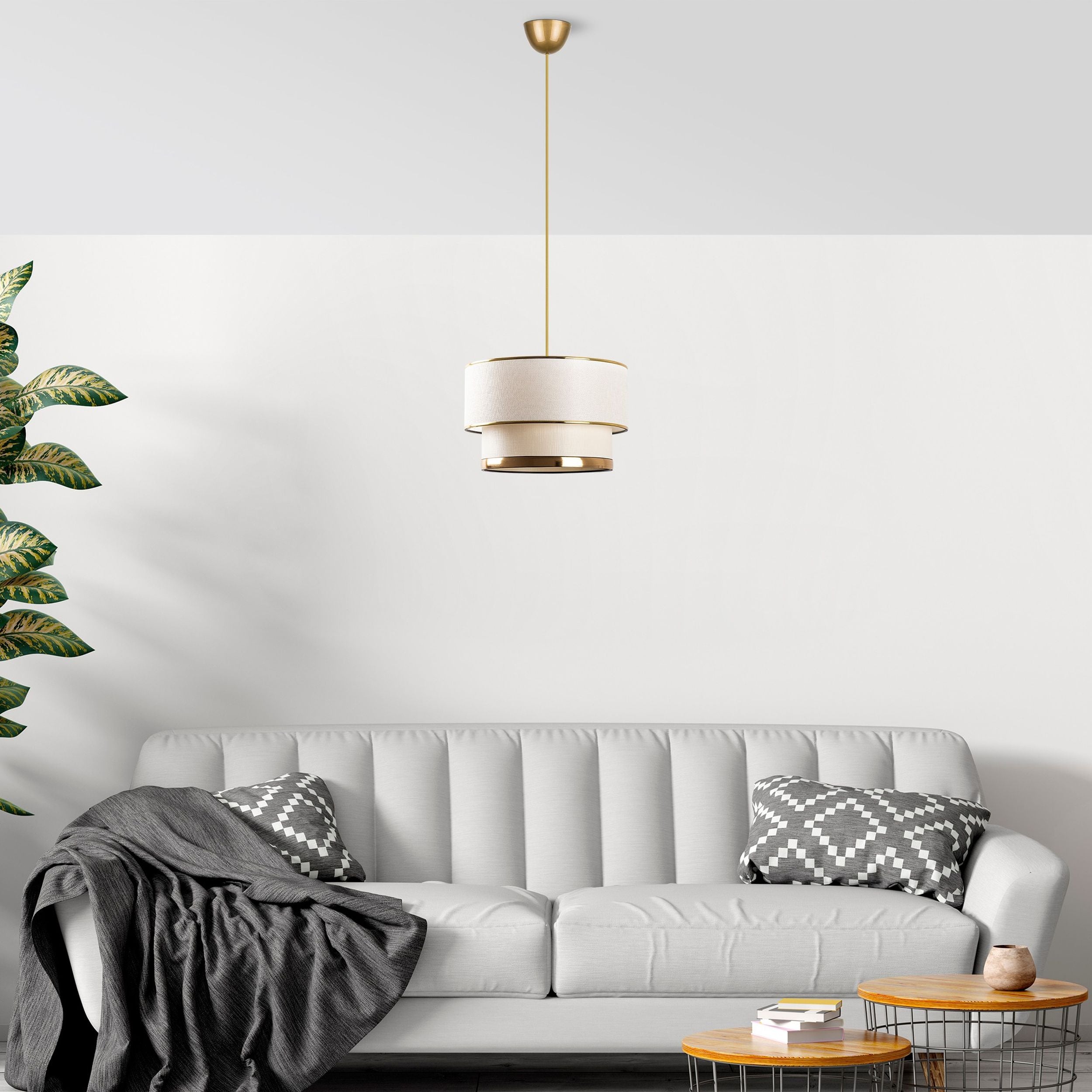 Lampa wisząca Fattio średnica 30 cm złoto-kremowa