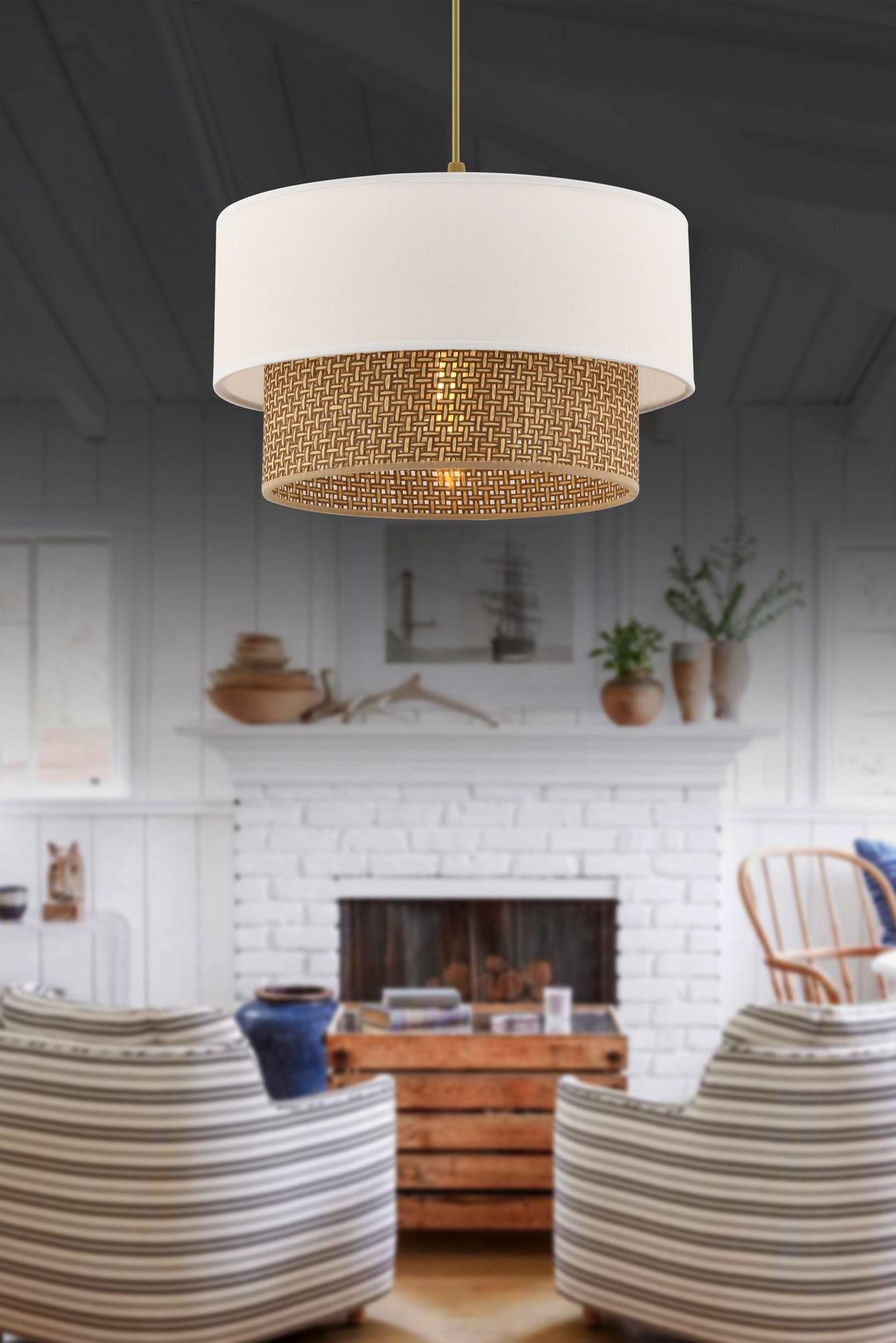 Lampa wisząca Echo biało-beżowa