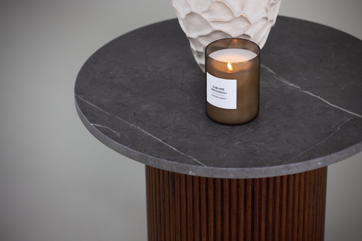 Stolik kawowy Hydrown okrągły średnica 52 cm orzech włoski/lamele