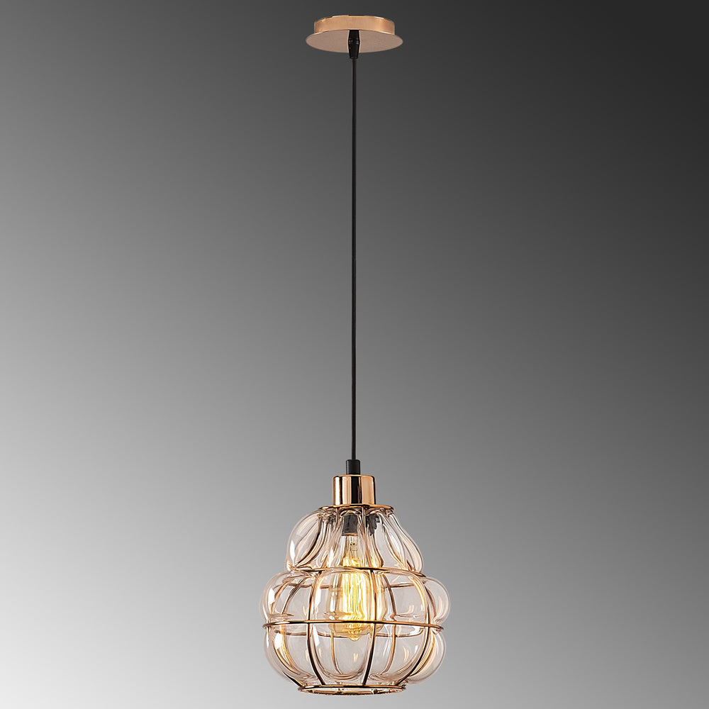 Lampa sufitowa Coradime szklana gruszka średnica 23 cm miedziana
