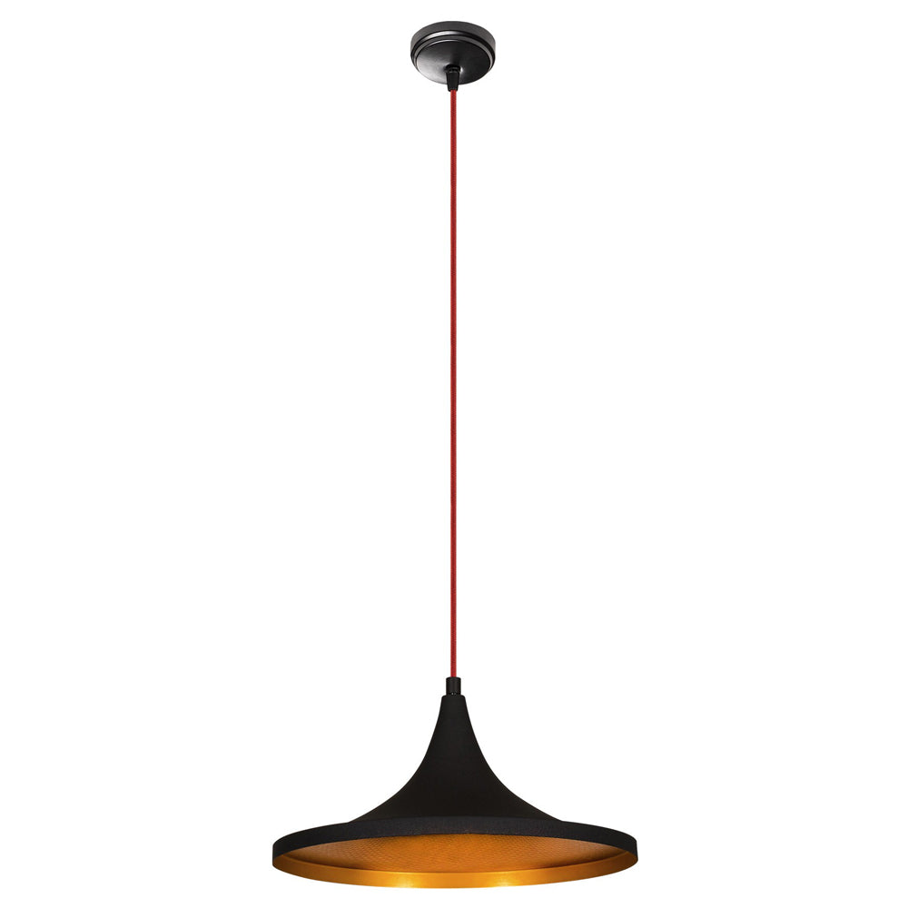 Lampa sufitowa Palmares kapelusz średnica 35 cm z czerwonym kablem