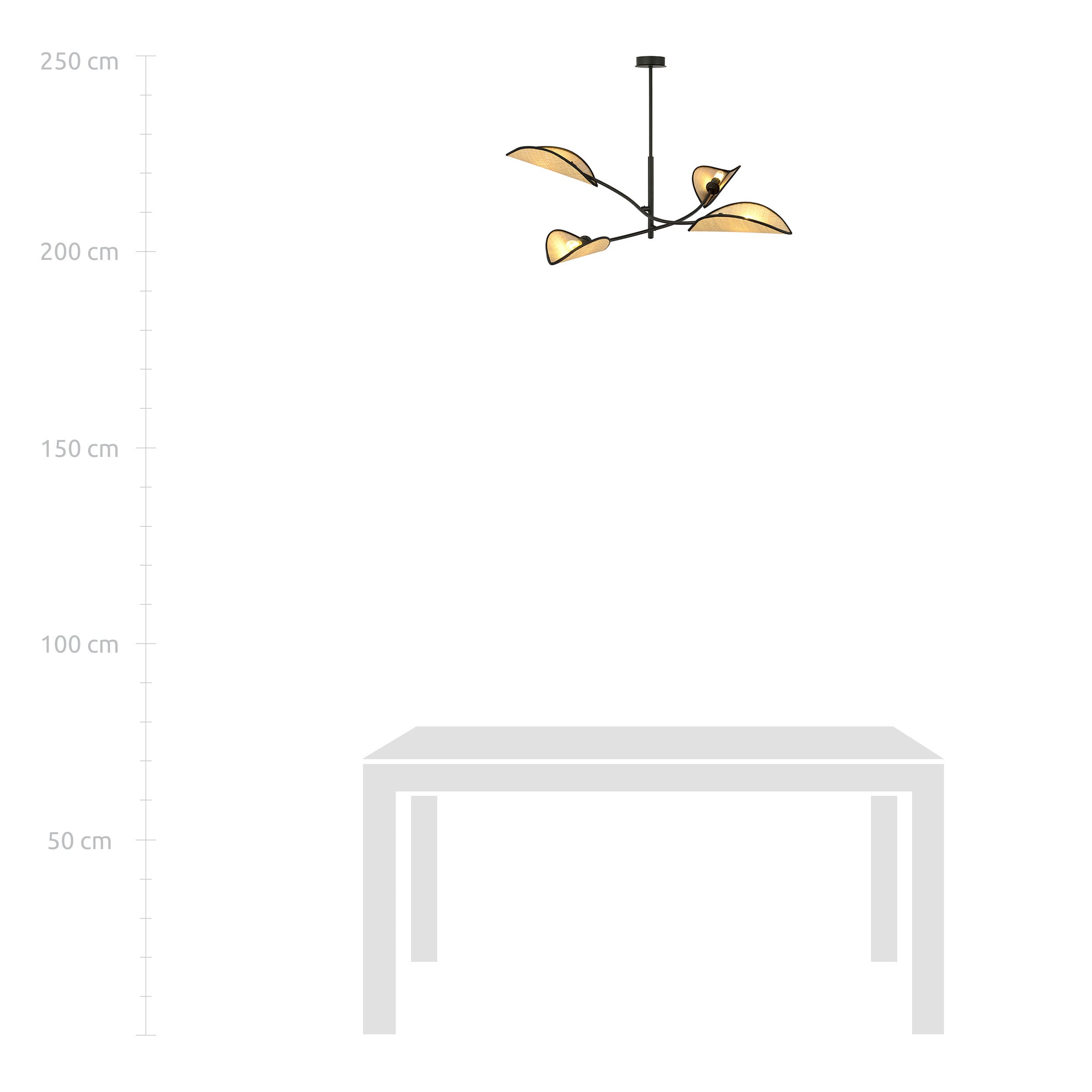 Lampa wisząca Farang x4 czarno-rattanowa