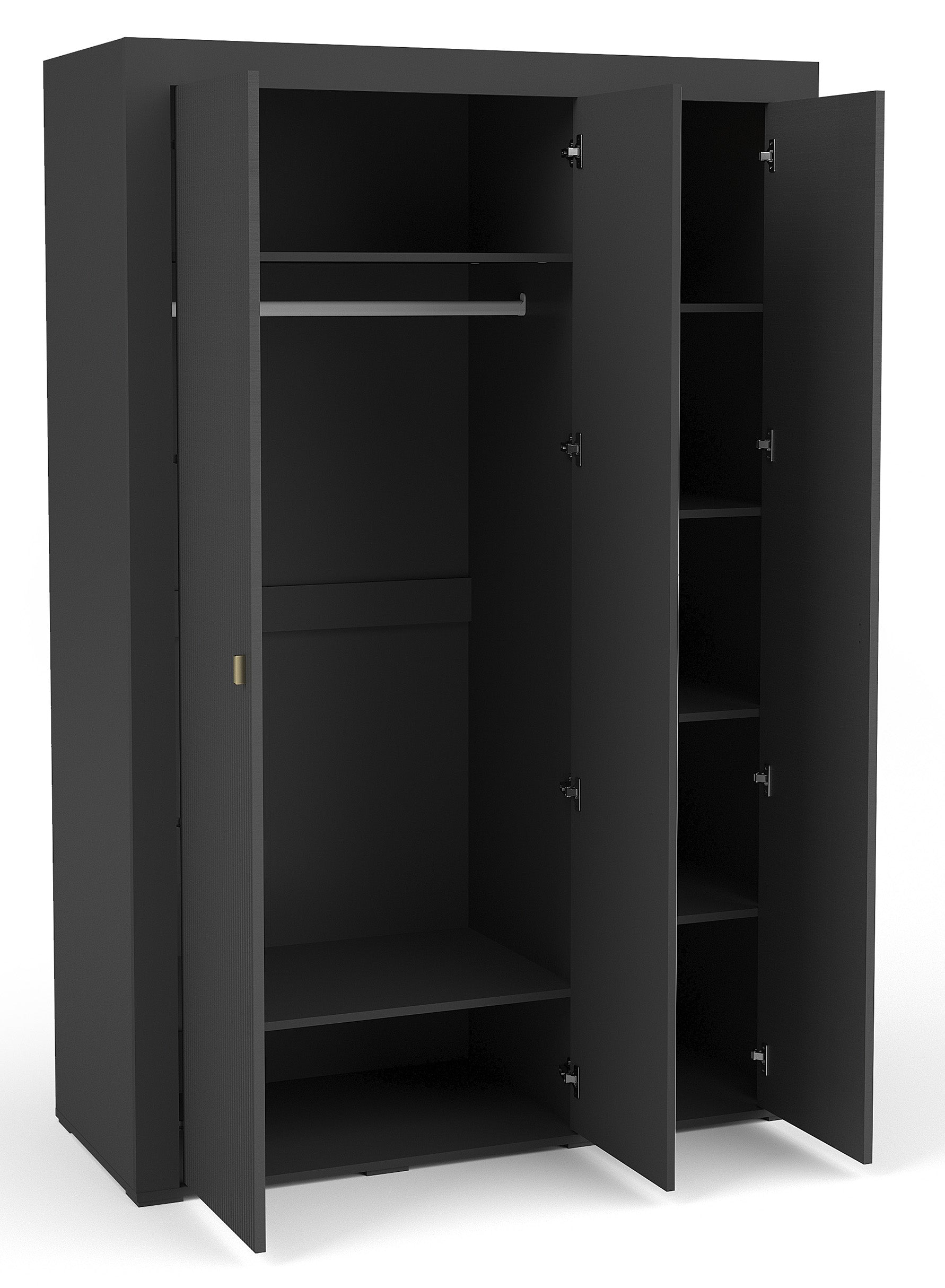 Szafa trzydrzwiowa Lammila z lustrem 132 cm czarny