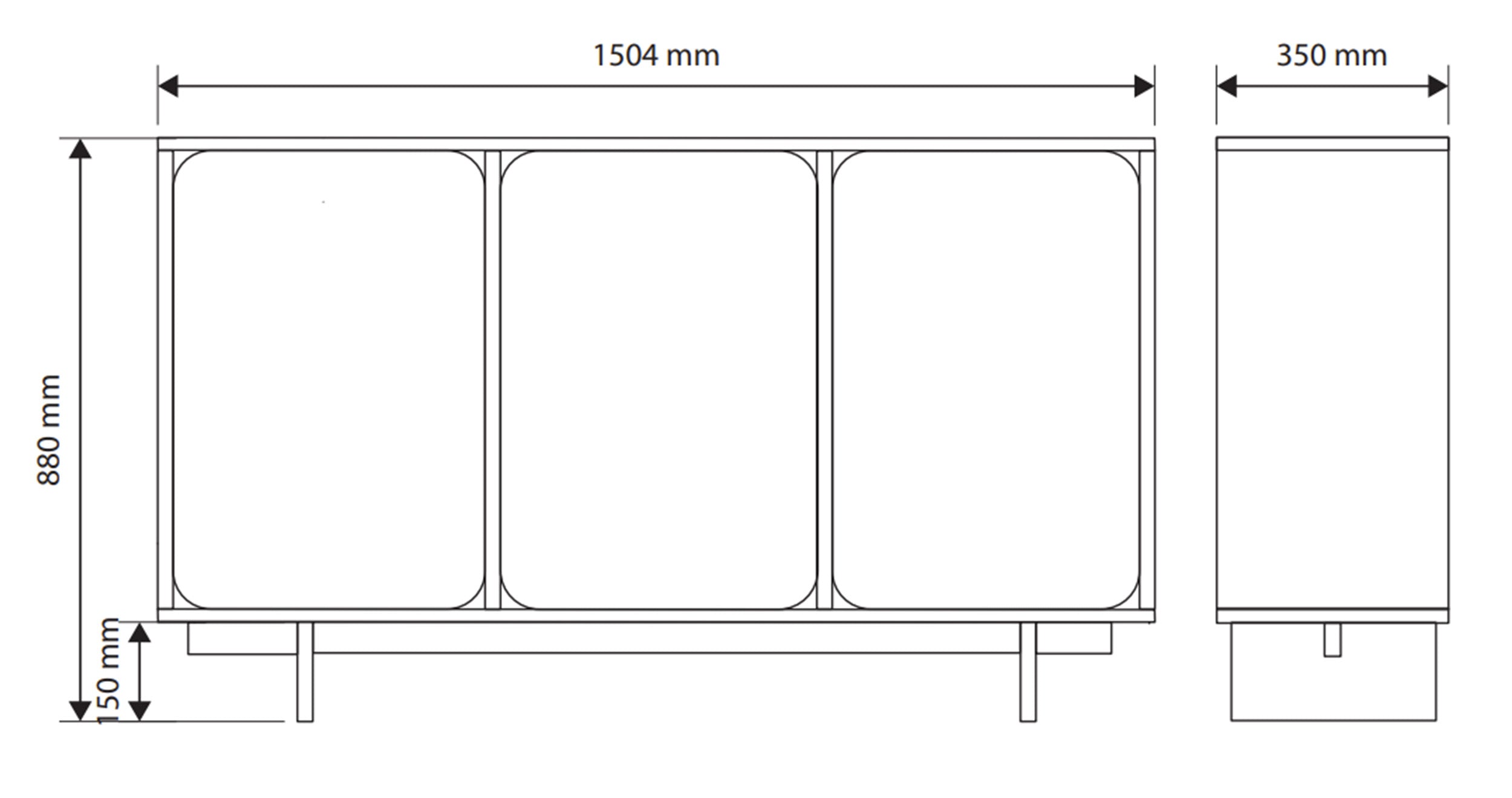 Komoda trzydrzwiowa Wuwu 150 cm szarobeżowa