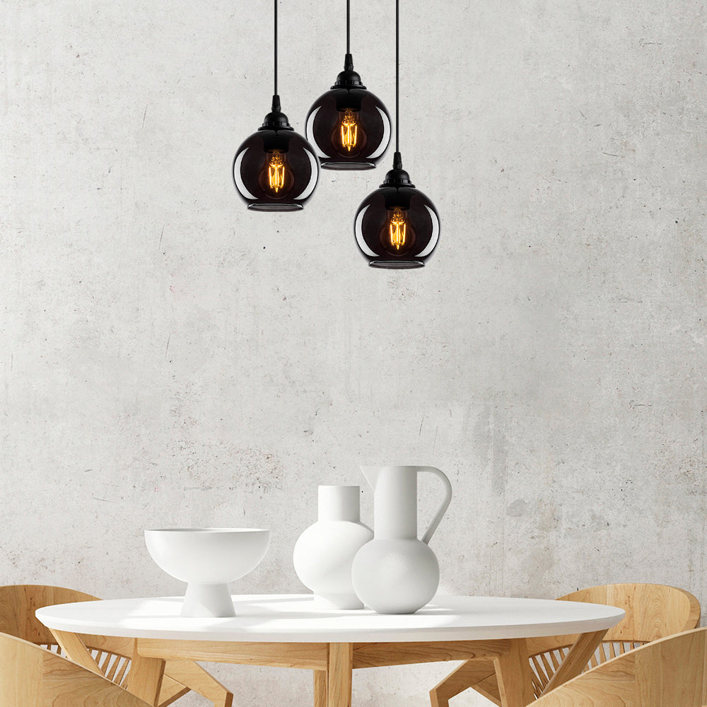 Lampa wisząca Communis x3 kaskada dymiony klosz 40 cm