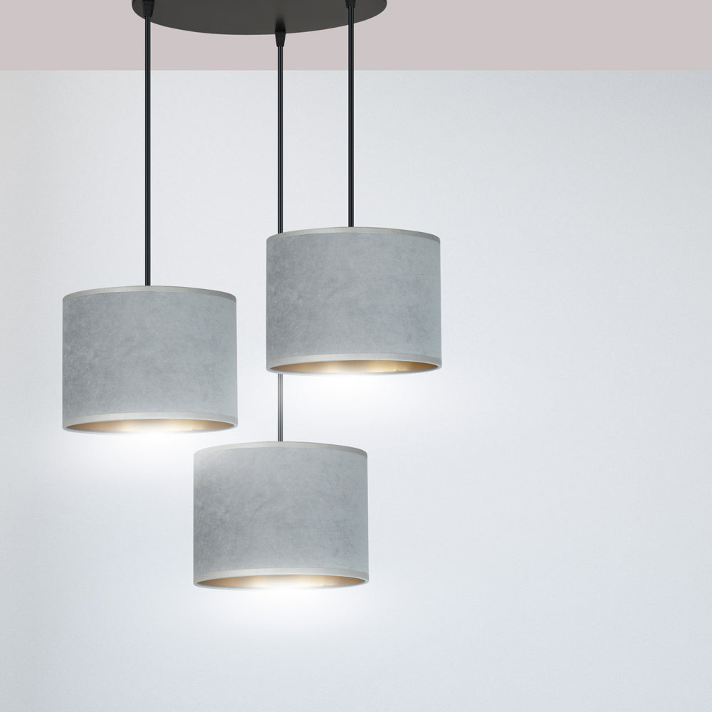 Lampa wisząca Hellid x3 asymetryczna średnica 50 cm szara