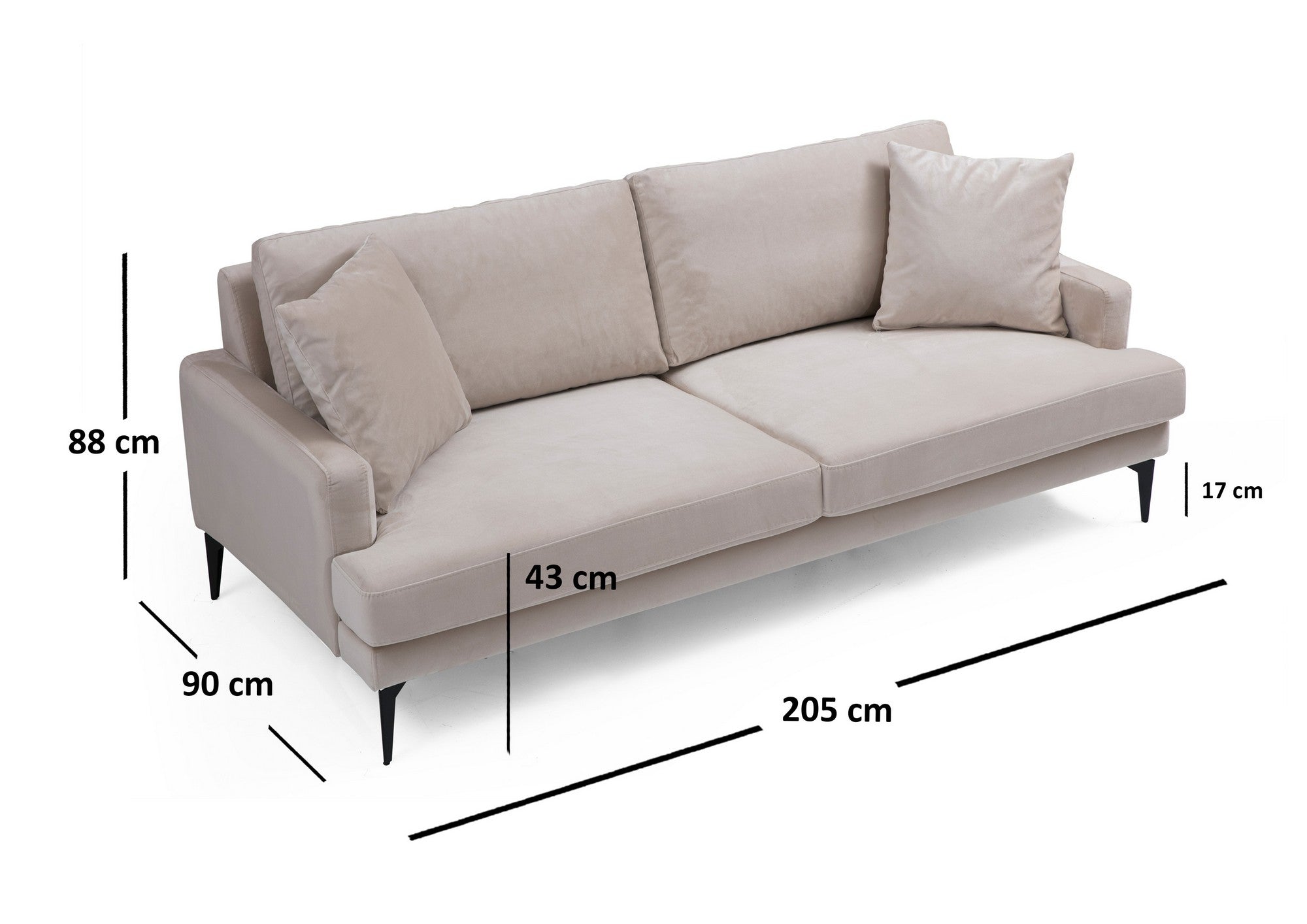 Sofa 3-osobowa Toyon 205 cm beżowa