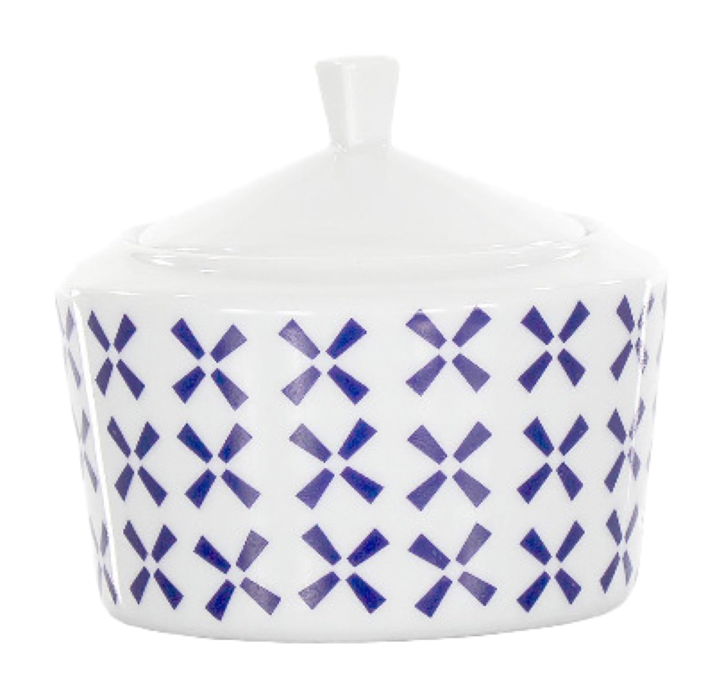 Zestaw cukiernica/mlecznik porcelanowe Folk Fusion II biało-niebieski