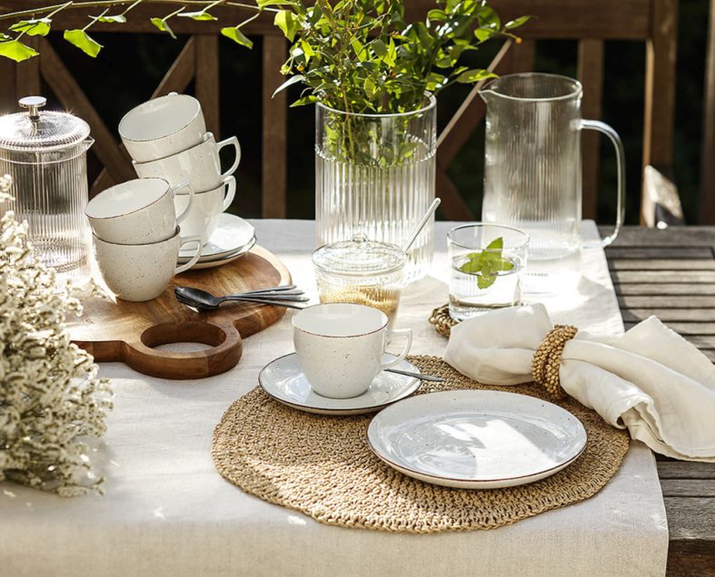 Zestaw 6 filiżanek porcelanowych City beżowo-brązowy