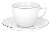 Zestaw 6 filiżanek porcelanowych City biało-srebrne