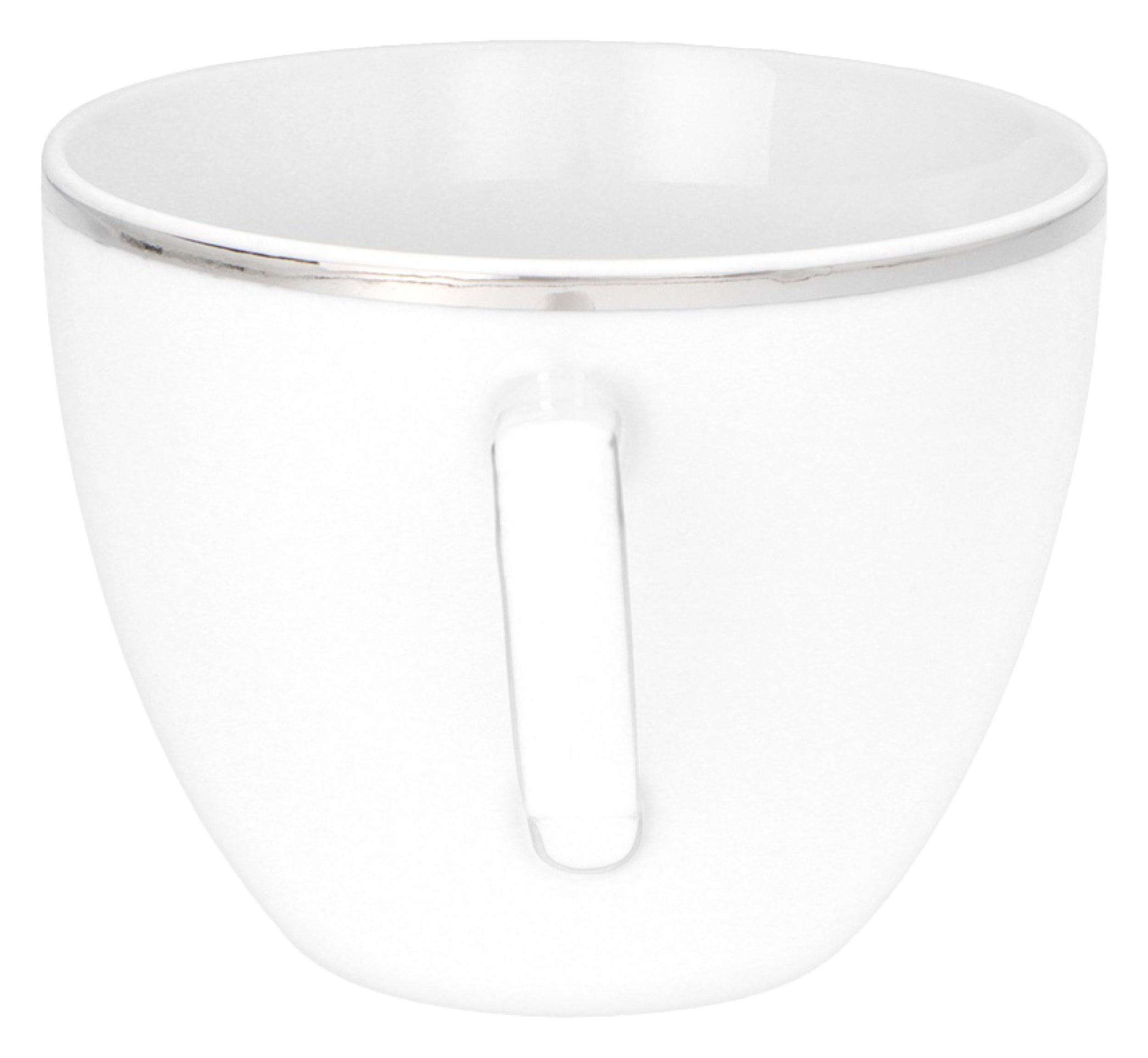 Zestaw 6 filiżanek porcelanowych City biało-srebrne