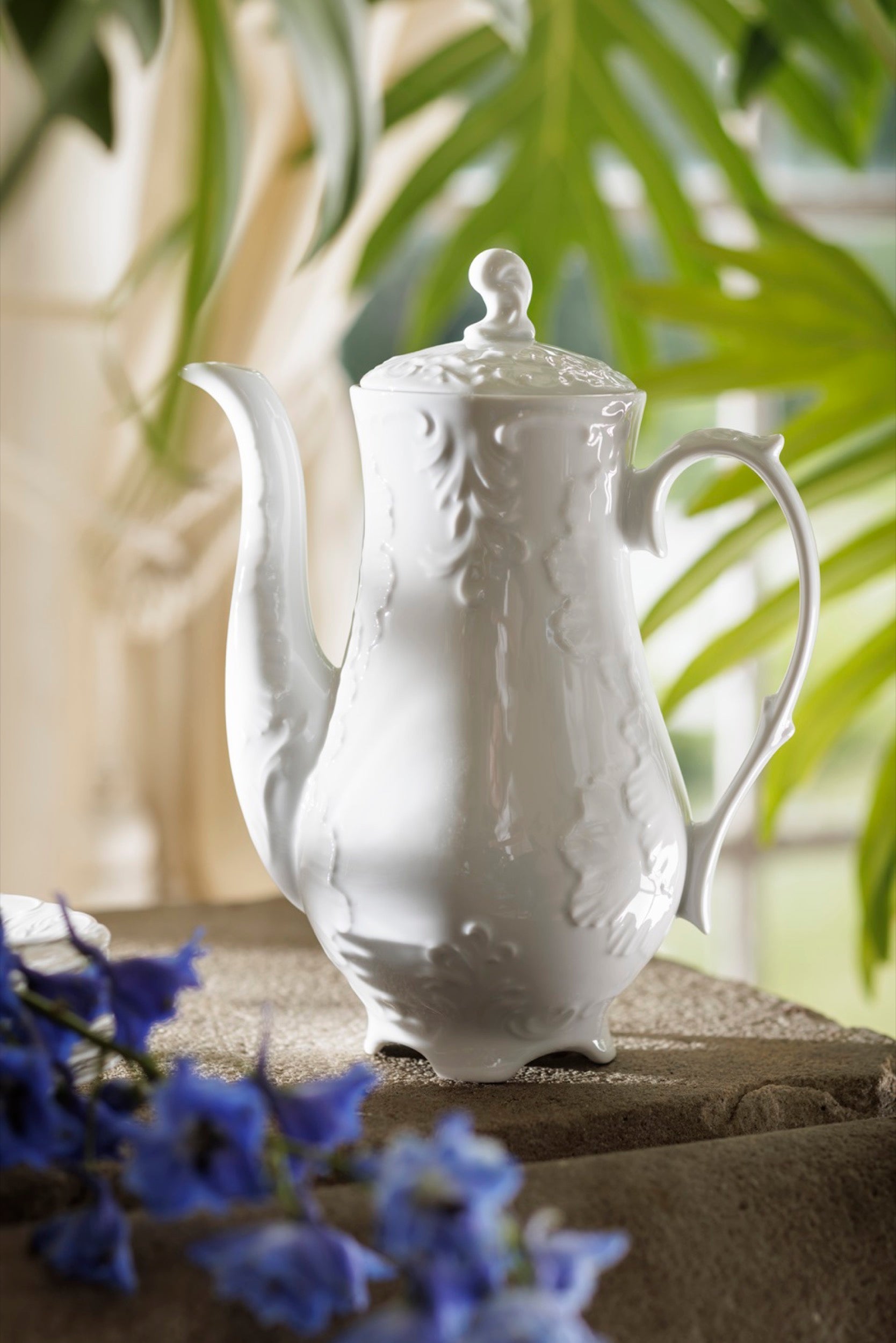 Serwis do kawy porcelanowy dla 6 os. Rococo biały