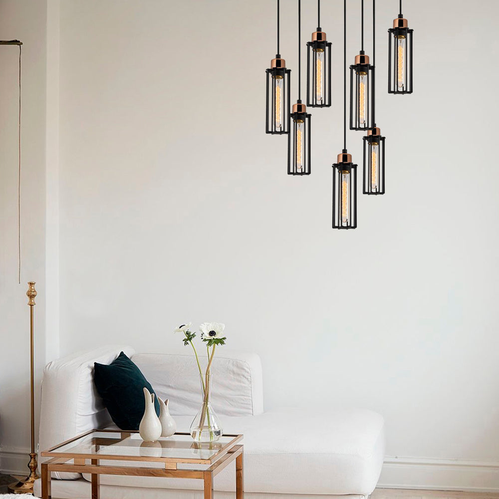Lampa sufitowa Naomet x7 na okrągłej podsufitce czarna