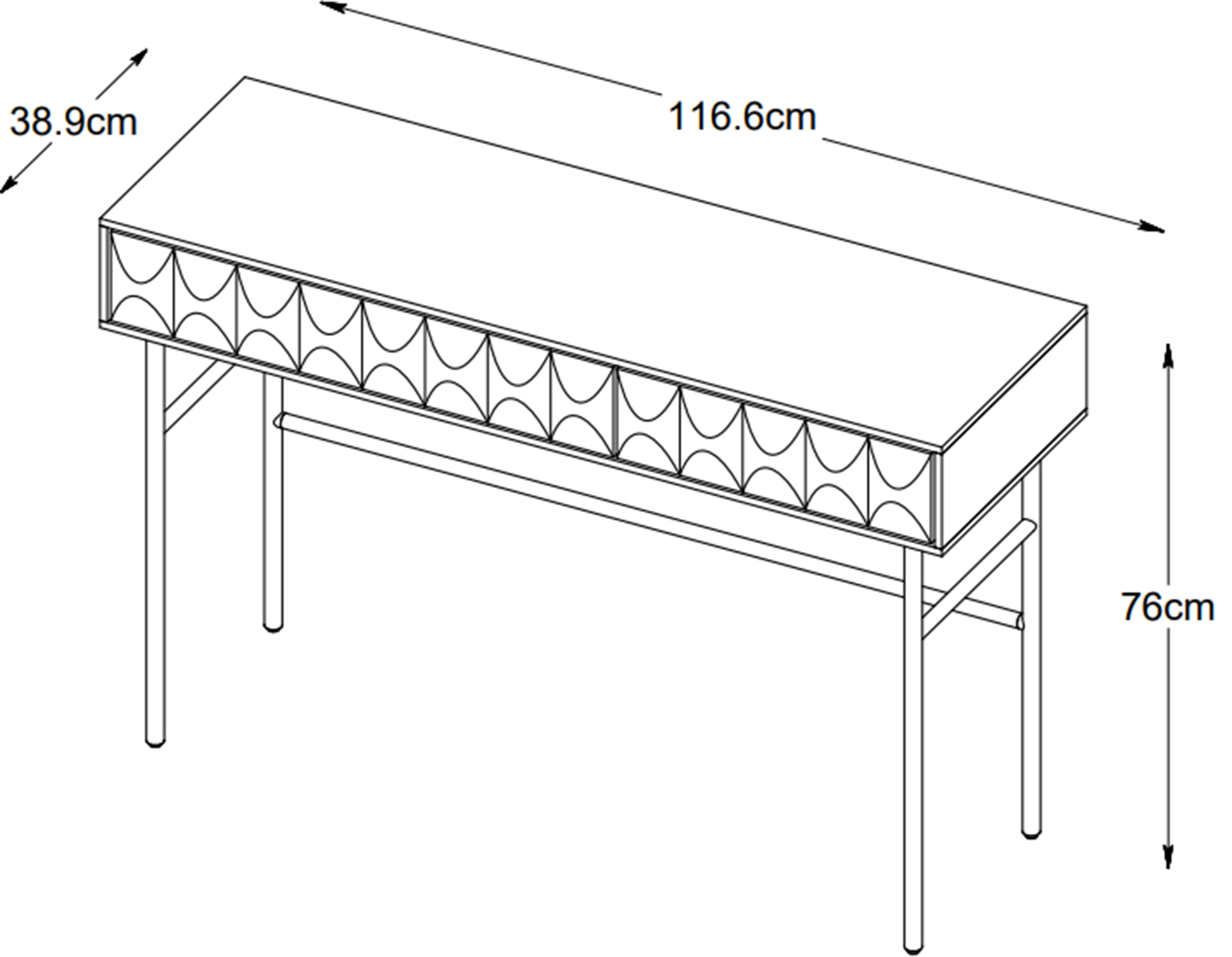 Konsola Chesseo 116,5 cm na metalowych nogach dąb espresso