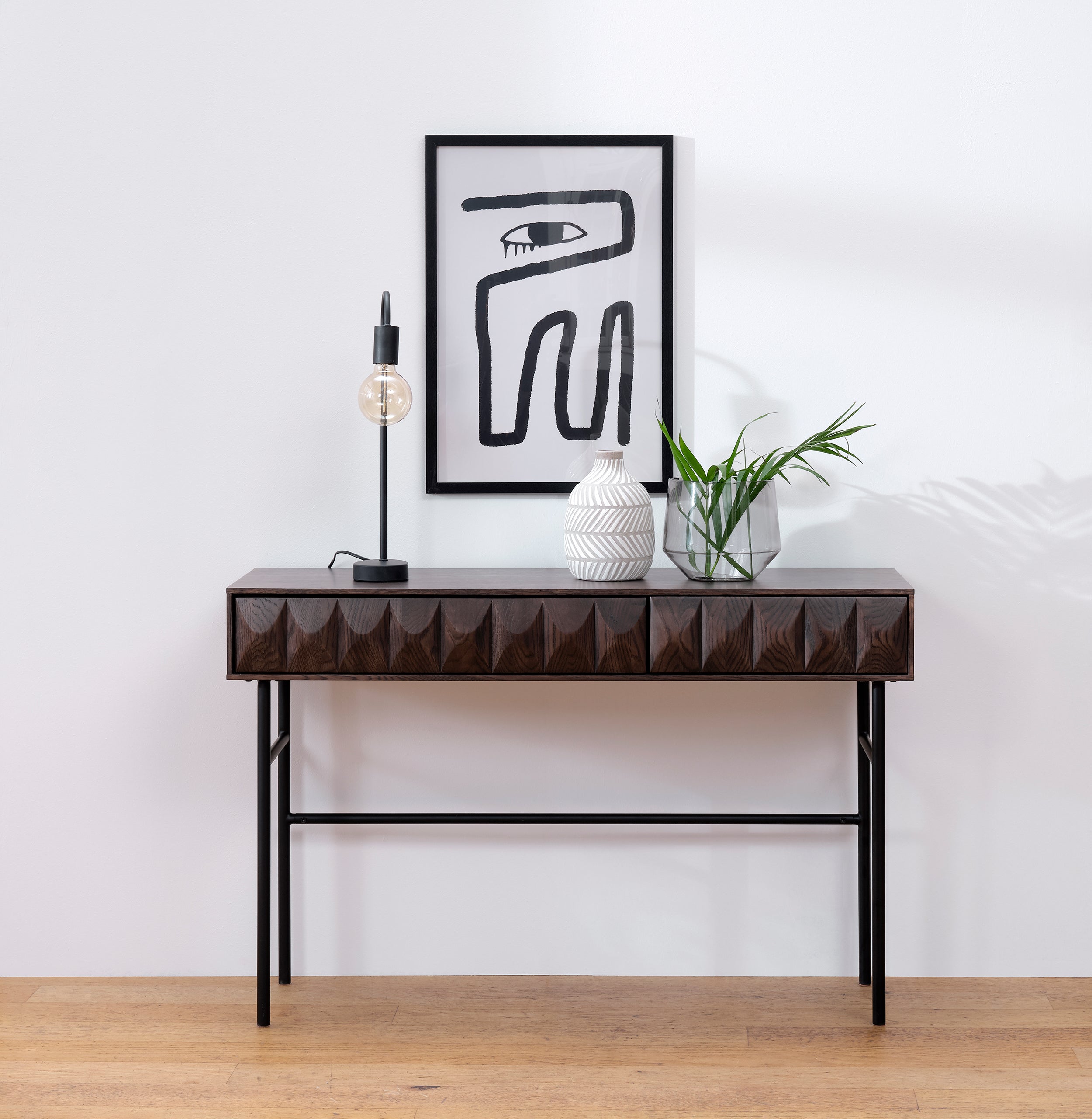 Konsola Chesseo 116,5 cm na metalowych nogach dąb espresso