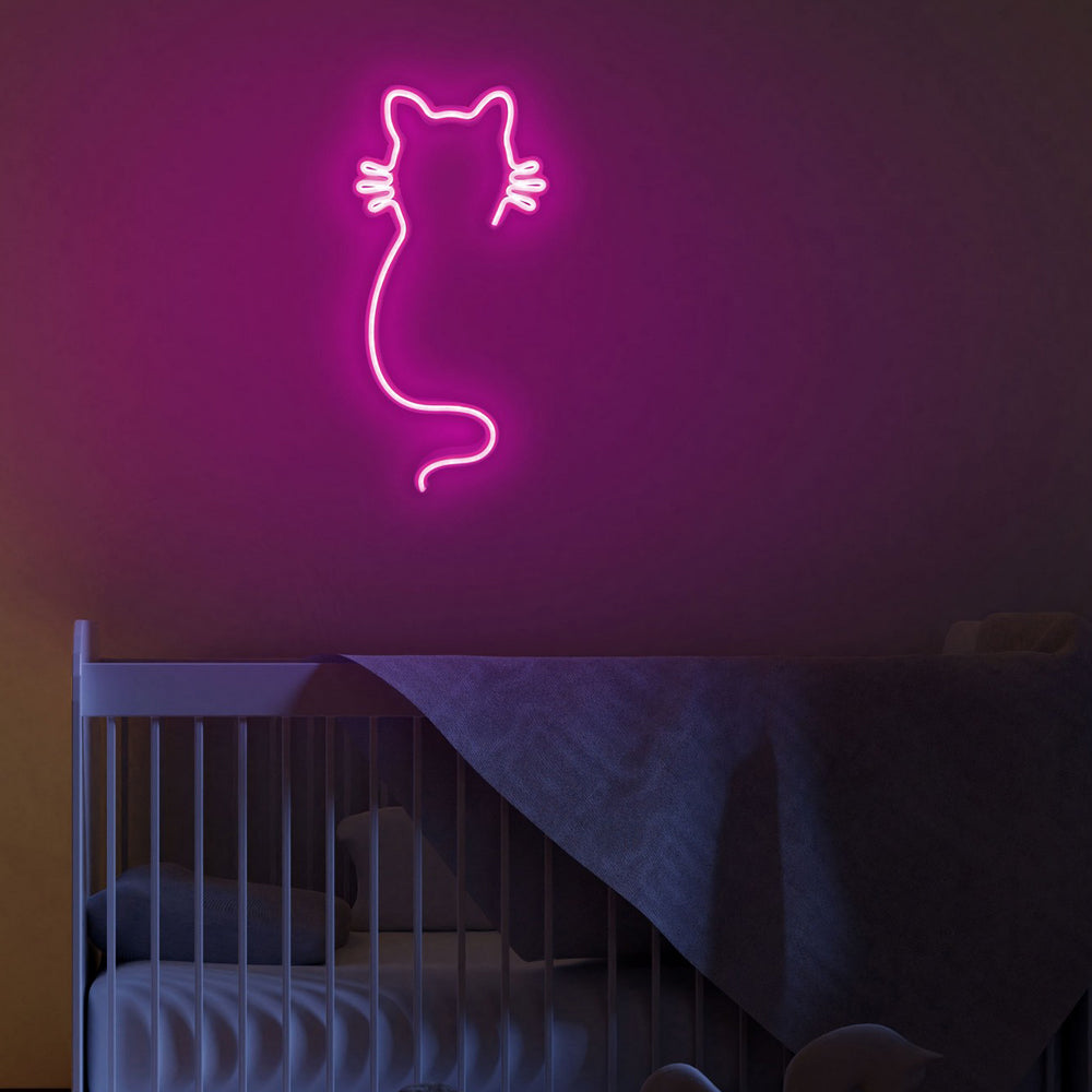 Neon na ścianę Letely w kształcie kota różowy