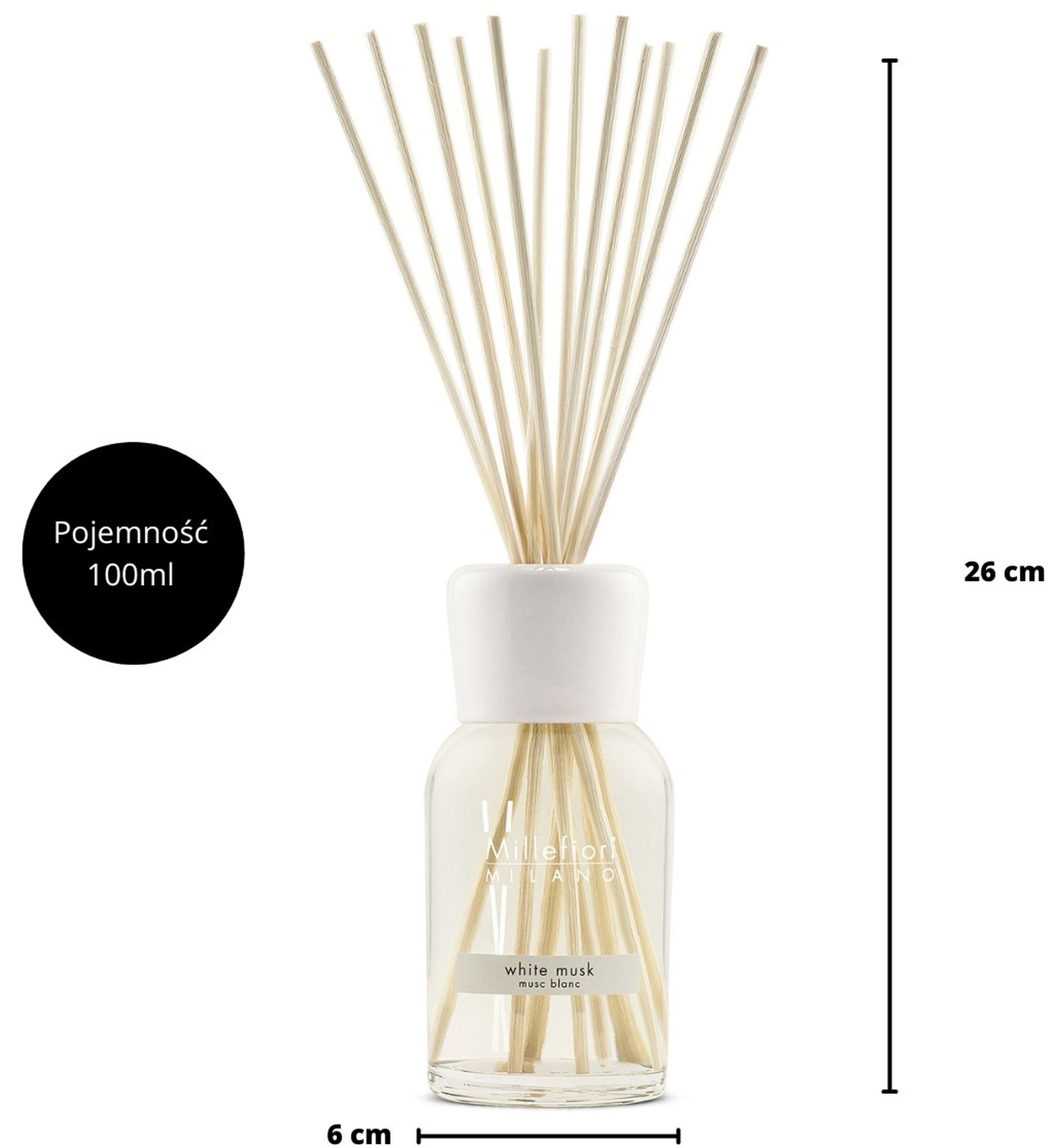 Pałeczki zapachowe Millefiori Milano White Musk 100 ml