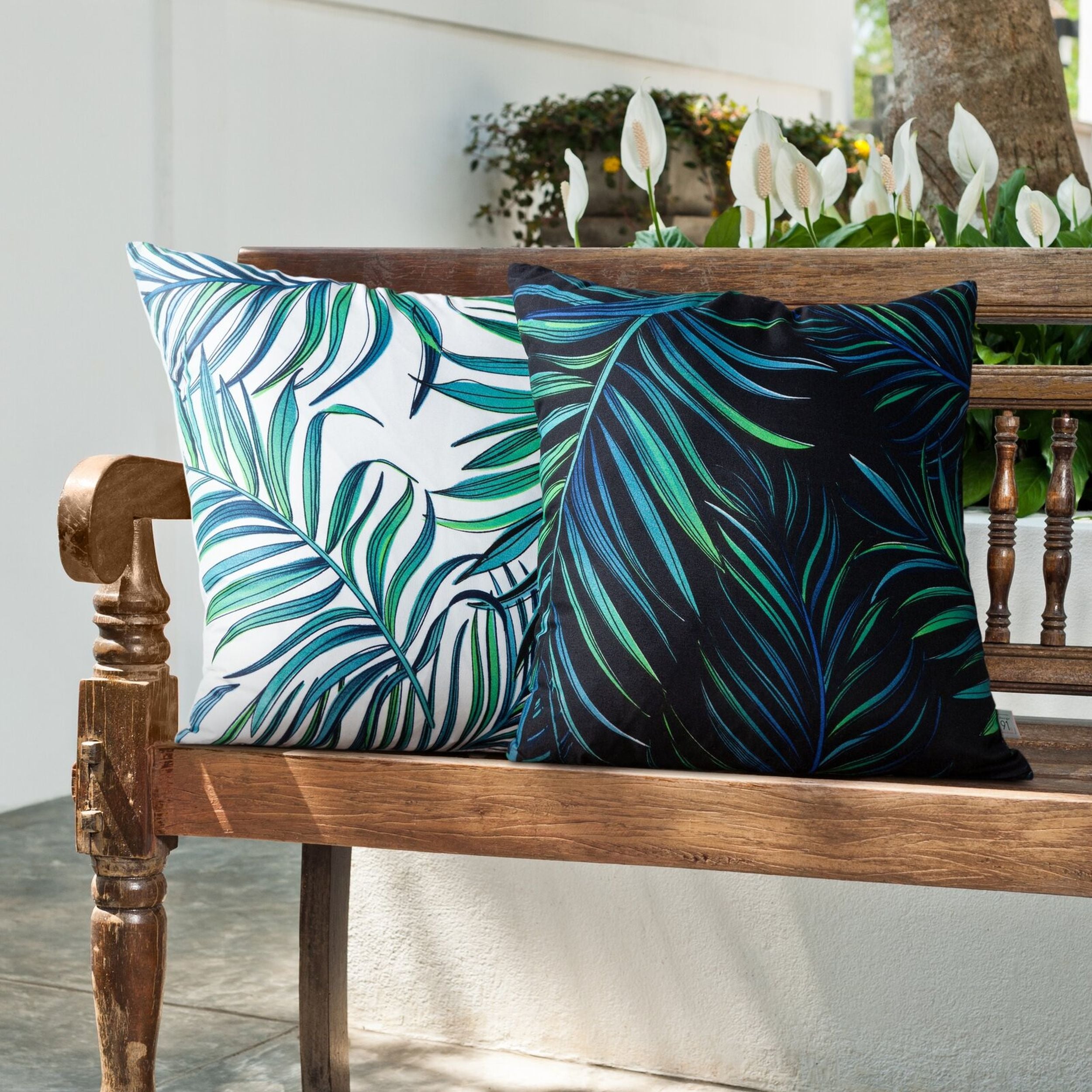 Poszewka na poduszkę Palms 40x40 cm zielono-biała