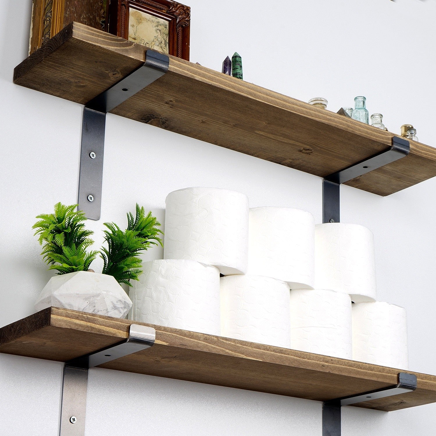 Zestaw dwóch półek na ścianę Lamero 60 cm orzech