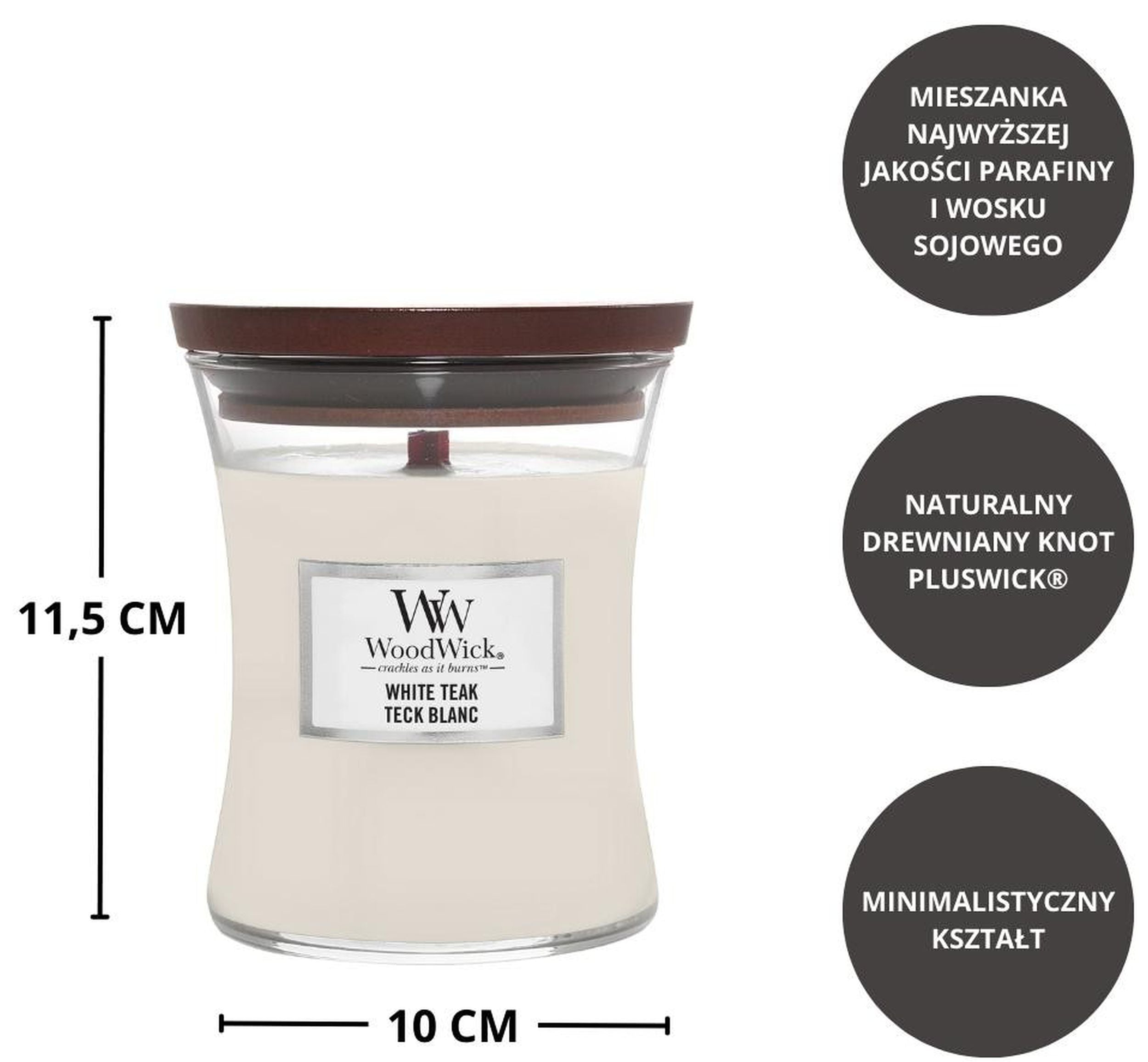 Świeca zapachowa Woodwick White Teak 275 g