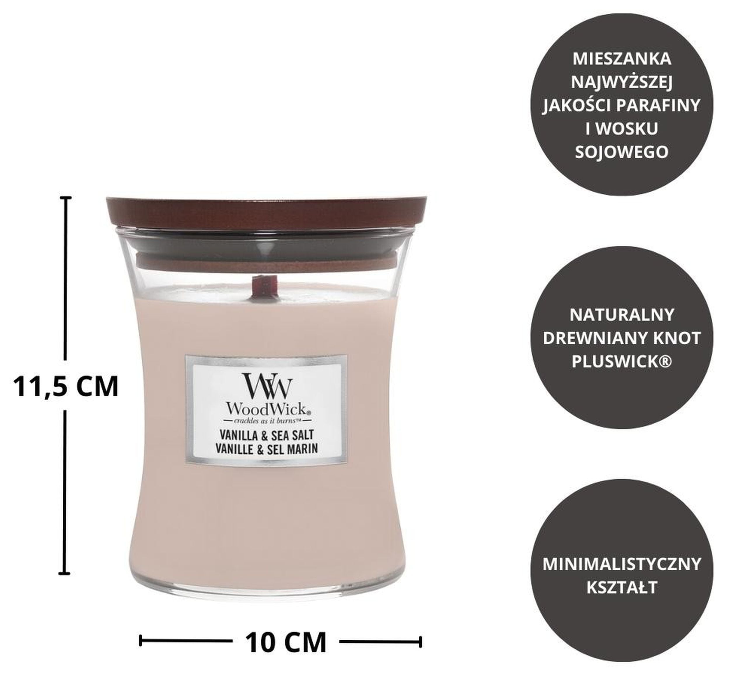 Świeca zapachowa Woodwick Vanilla & Sea Salt 275 g