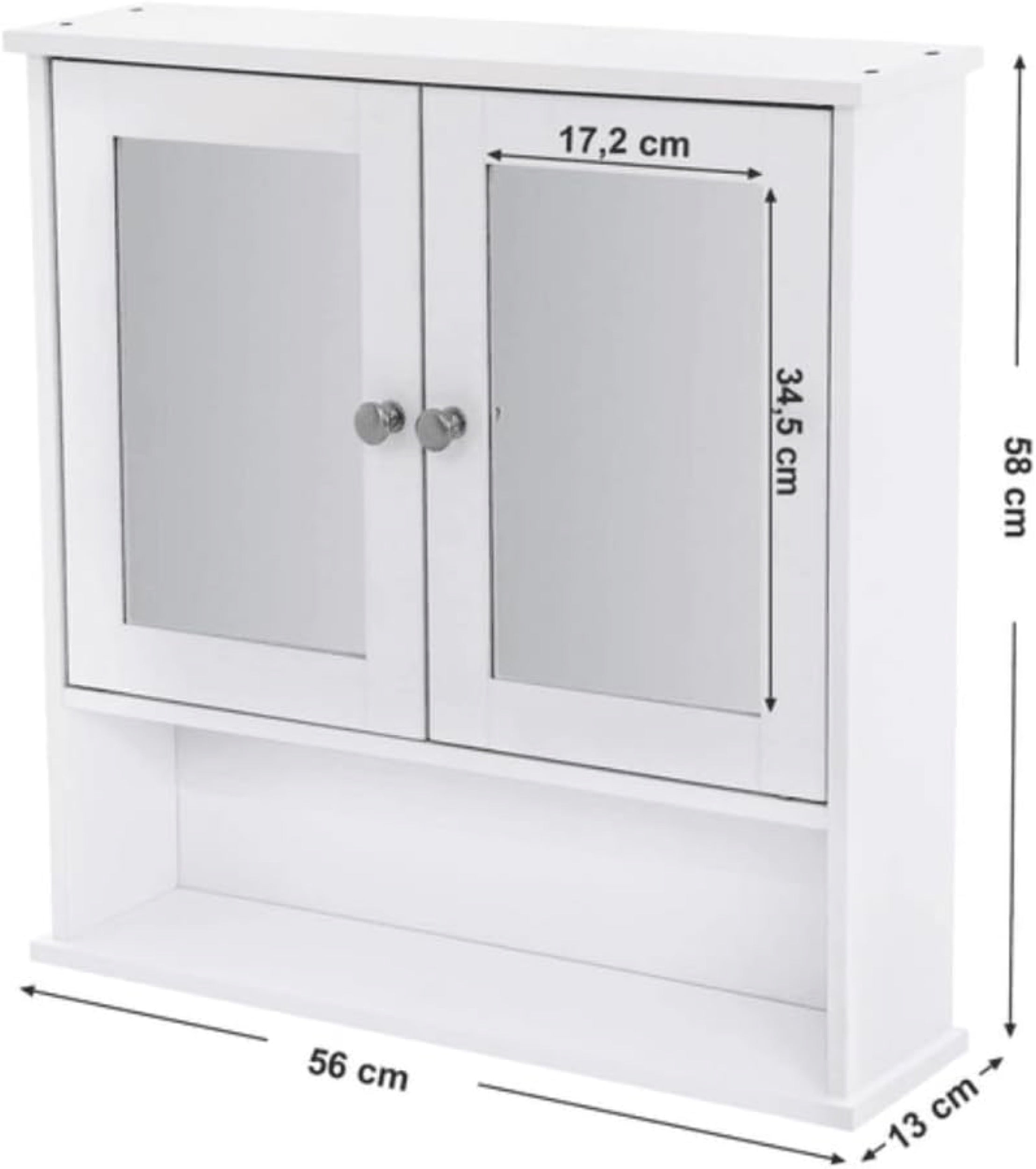 Szafka łazienkowa wisząca Muddon 56x13x58 cm z lustrem biała
