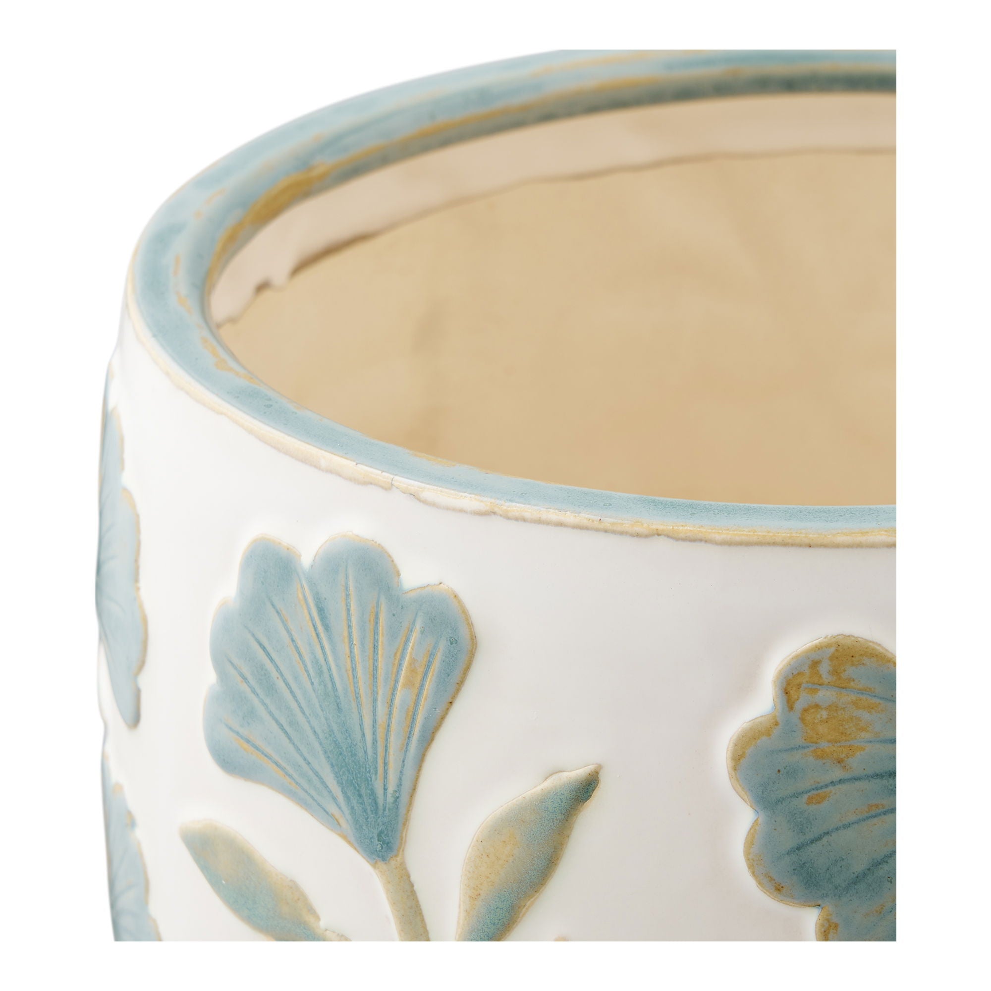 Doniczka ceramiczna o kwiecistym wzorze Florisas ø22,5x17,5 cm biało-zielona