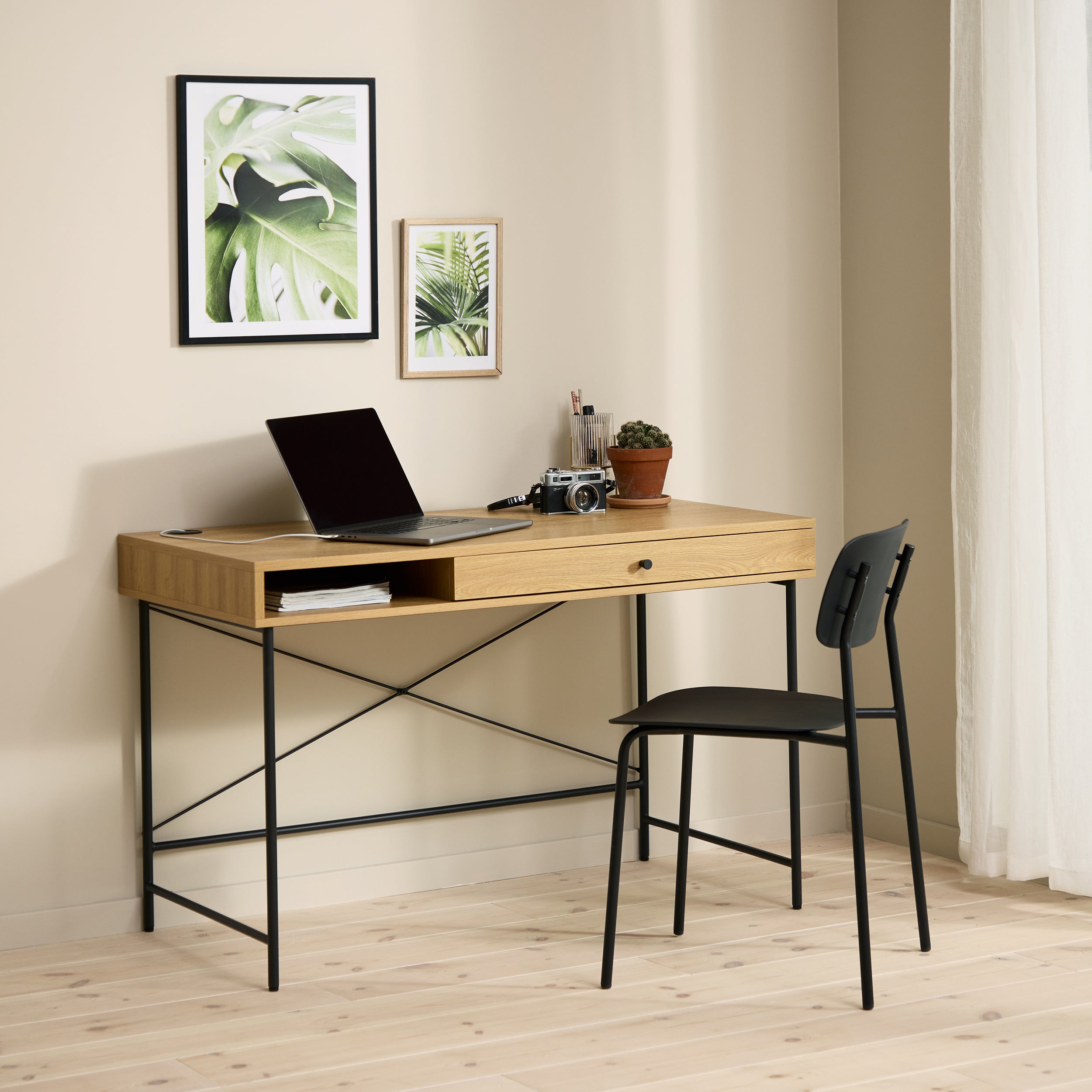 Biurko Mogest 120x60 cm beżowe boho