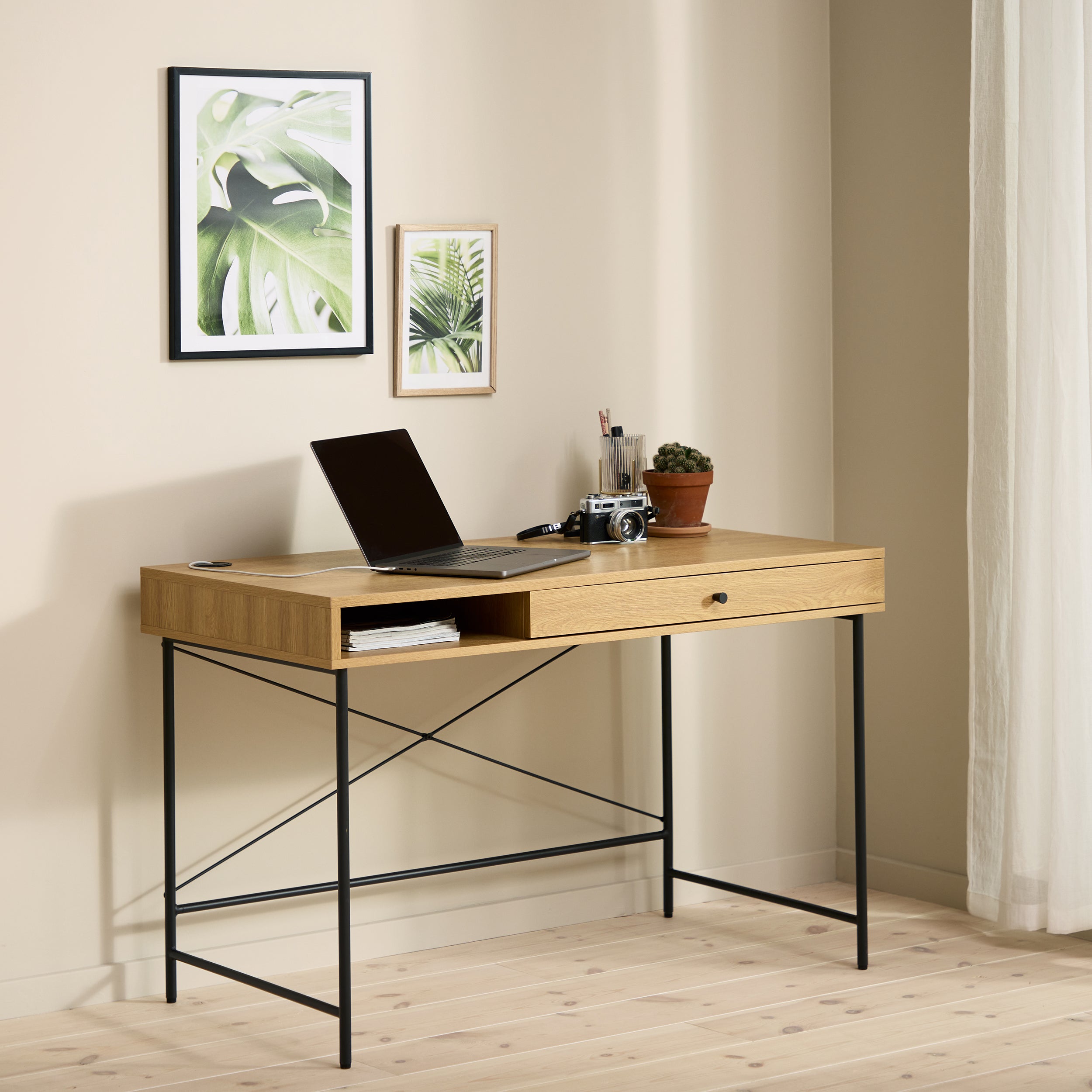 Biurko Mogest 120x60 cm beżowe boho