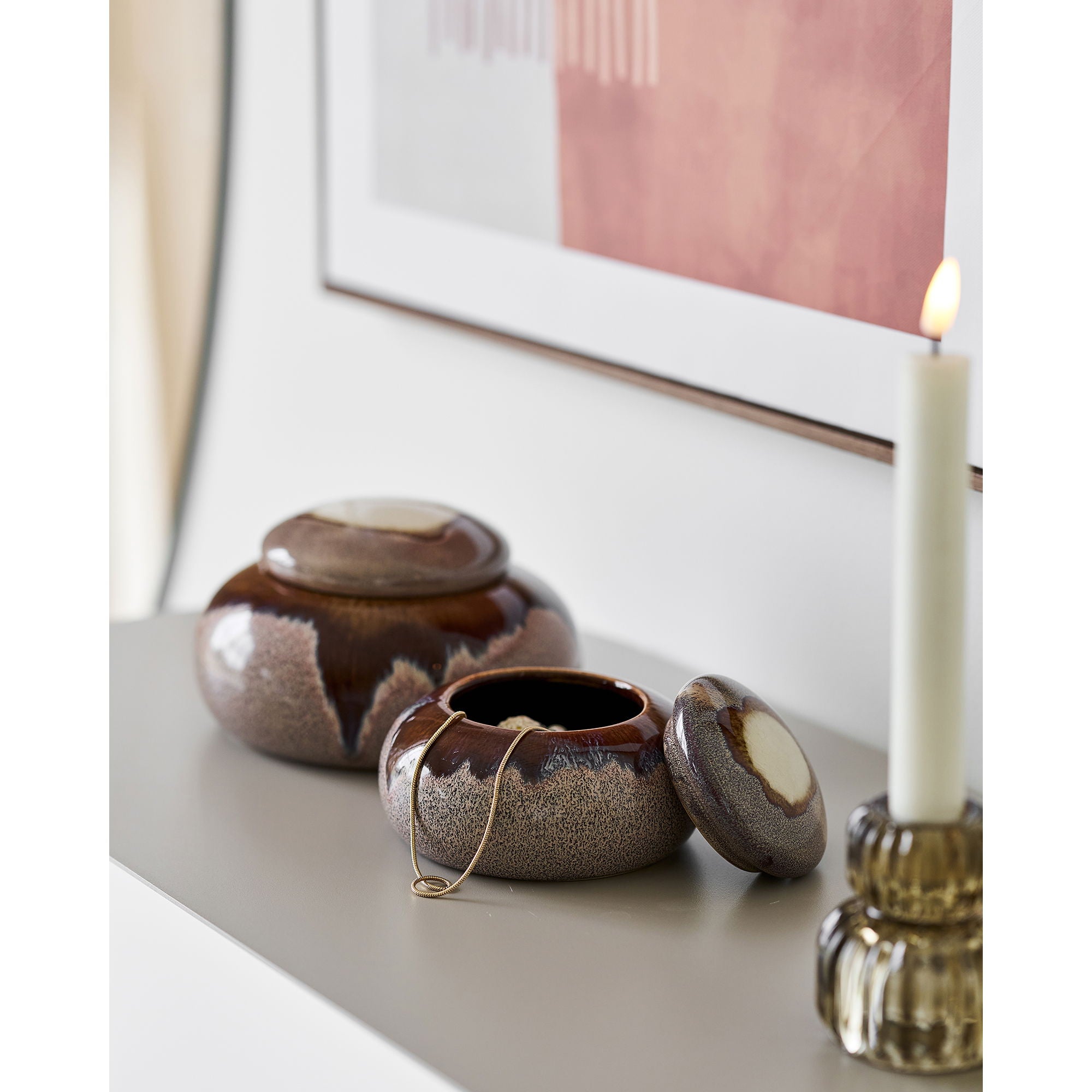 Zestaw 2 słoików ceramicznych Chosish brązowy