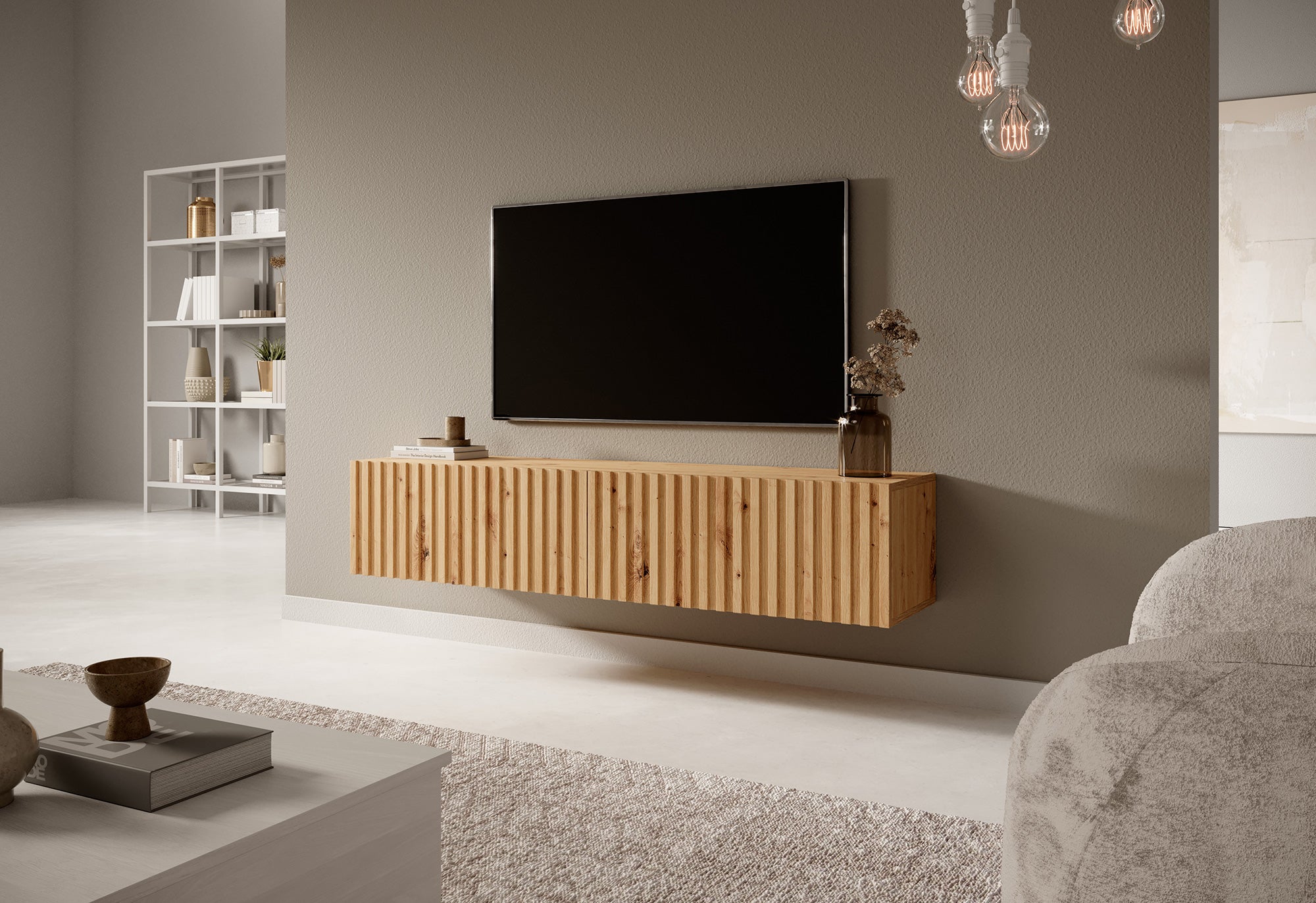 Szafka RTV Telire 138,6 cm dąb artisan lamele