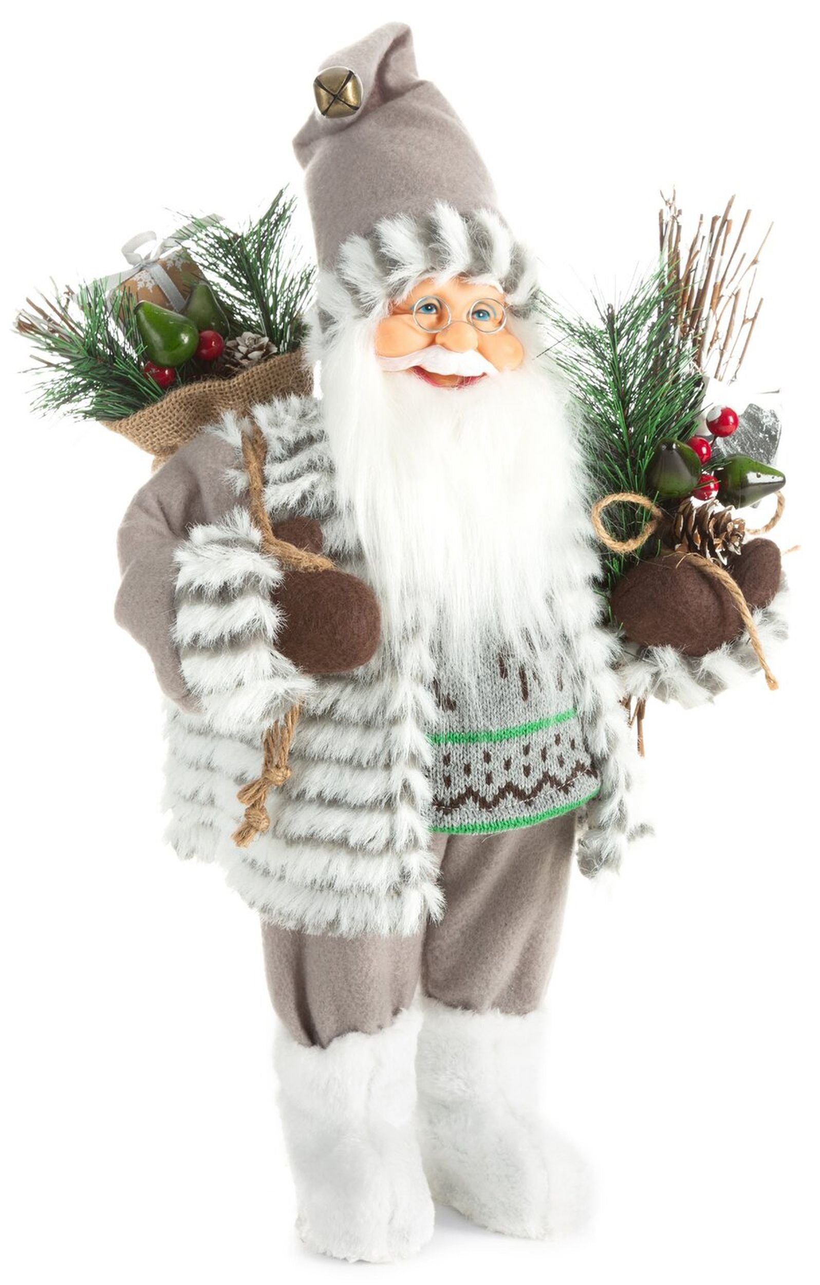 Figurka świąteczna Mikołaj 40 cm beżowy